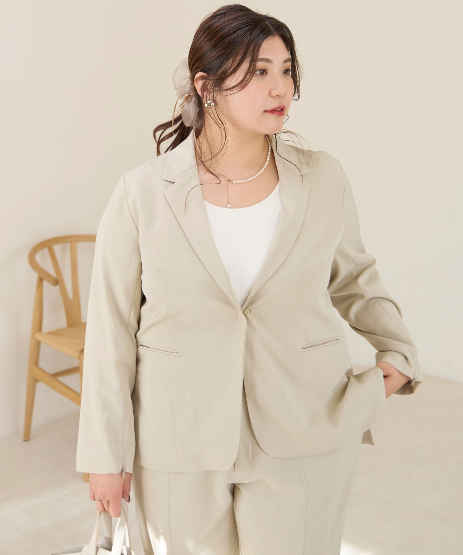 オフベージュ model:162cm 着用サイズ:3L