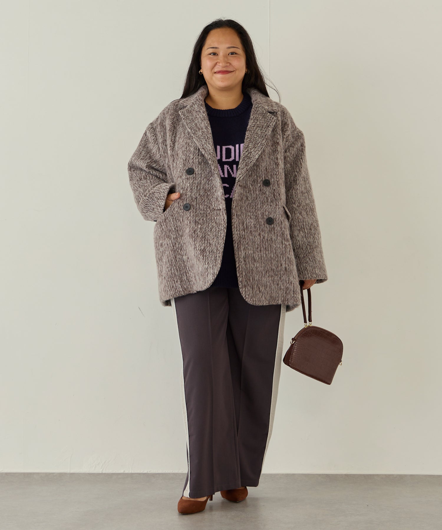 ブラウン model:161cm 着用サイズ:3L