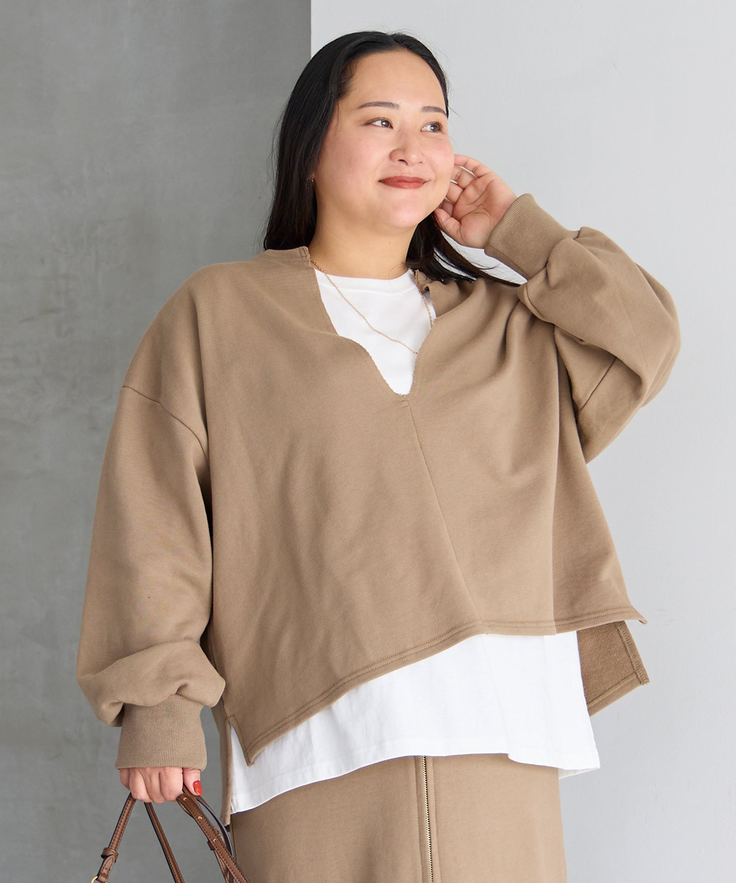 ブラウン model:161cm 着用サイズ:3L