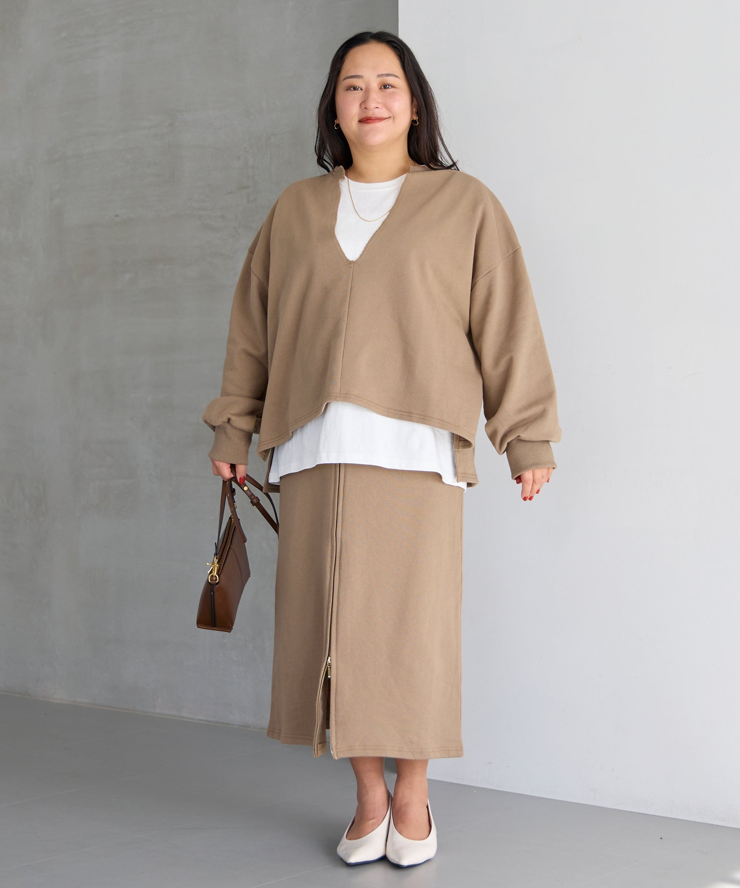 ブラウン model:161cm 着用サイズ:3L