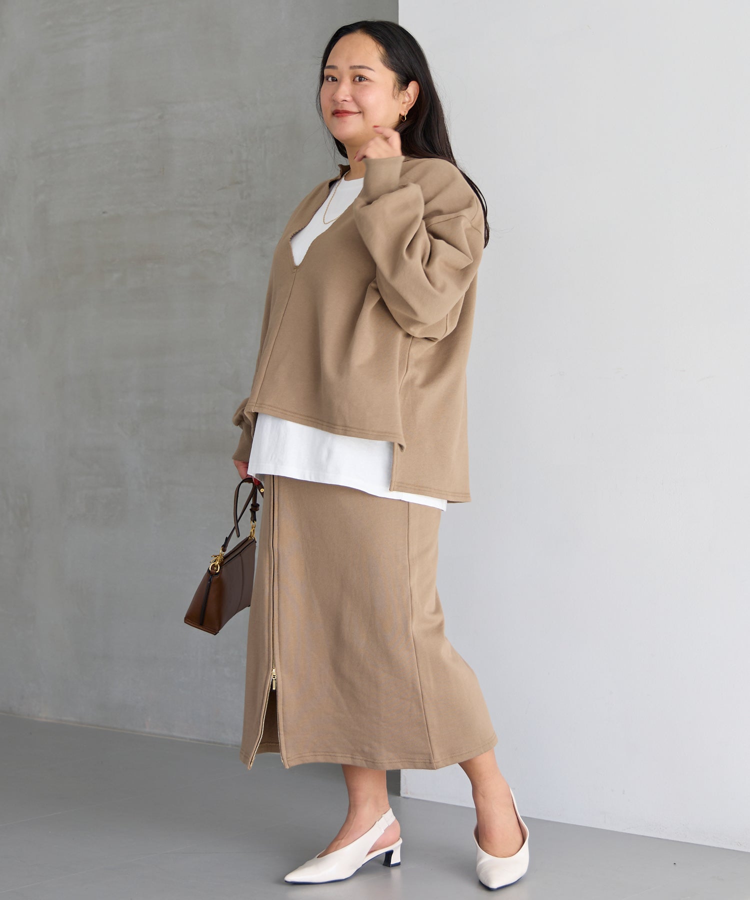 ブラウン model:161cm 着用サイズ:3L