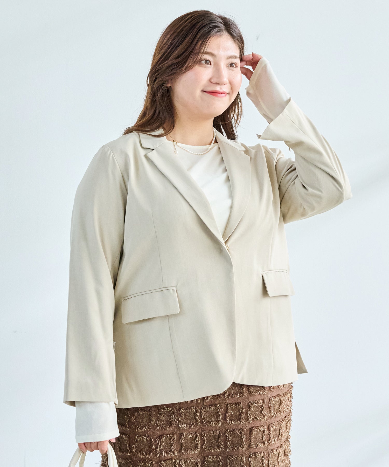 オフベージュ model:162cm 着用サイズ:3L