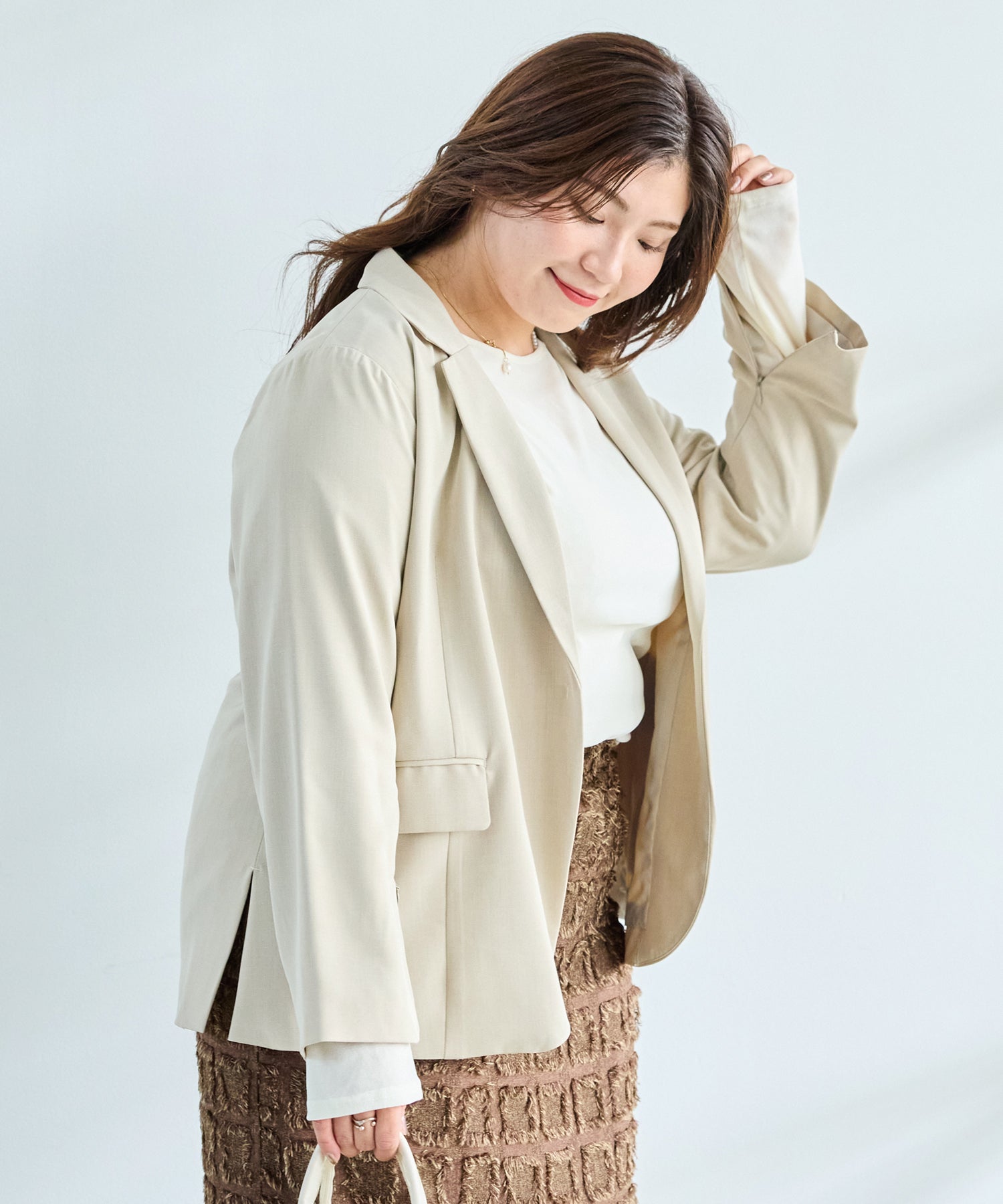 オフベージュ model:162cm 着用サイズ:3L