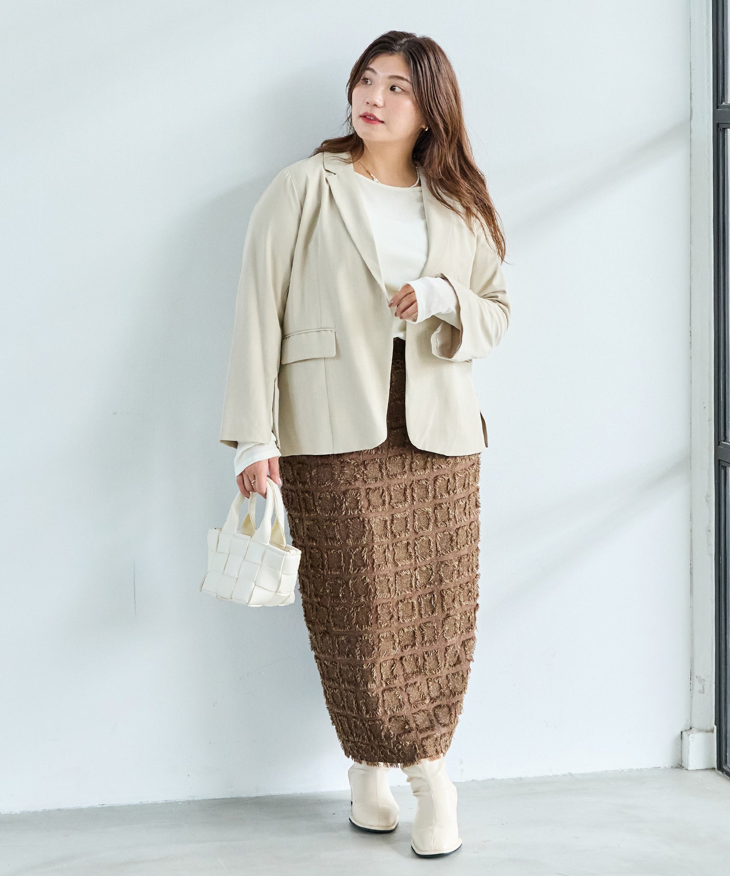 オフベージュ model:162cm 着用サイズ:3L