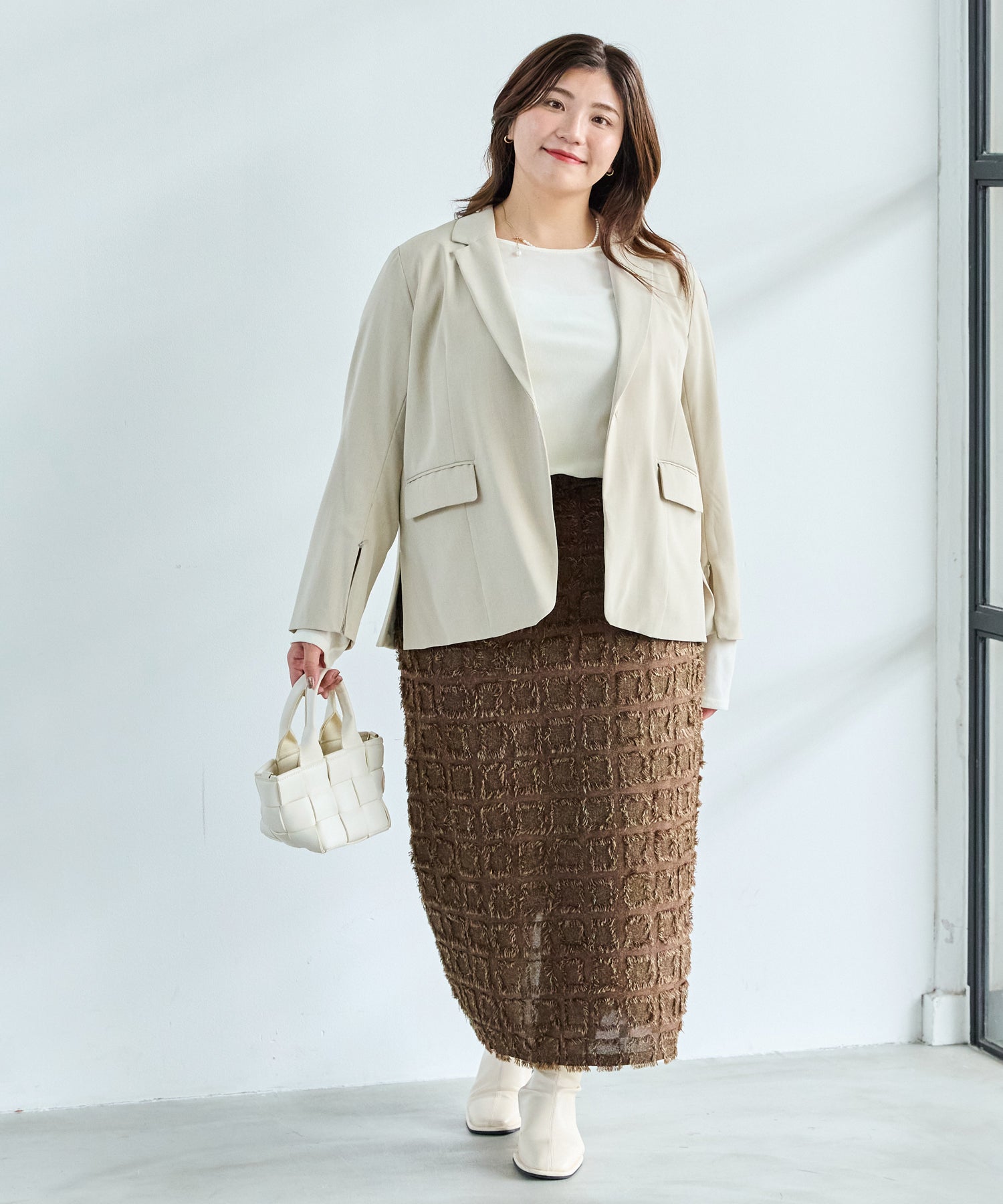 オフベージュ model:162cm 着用サイズ:3L