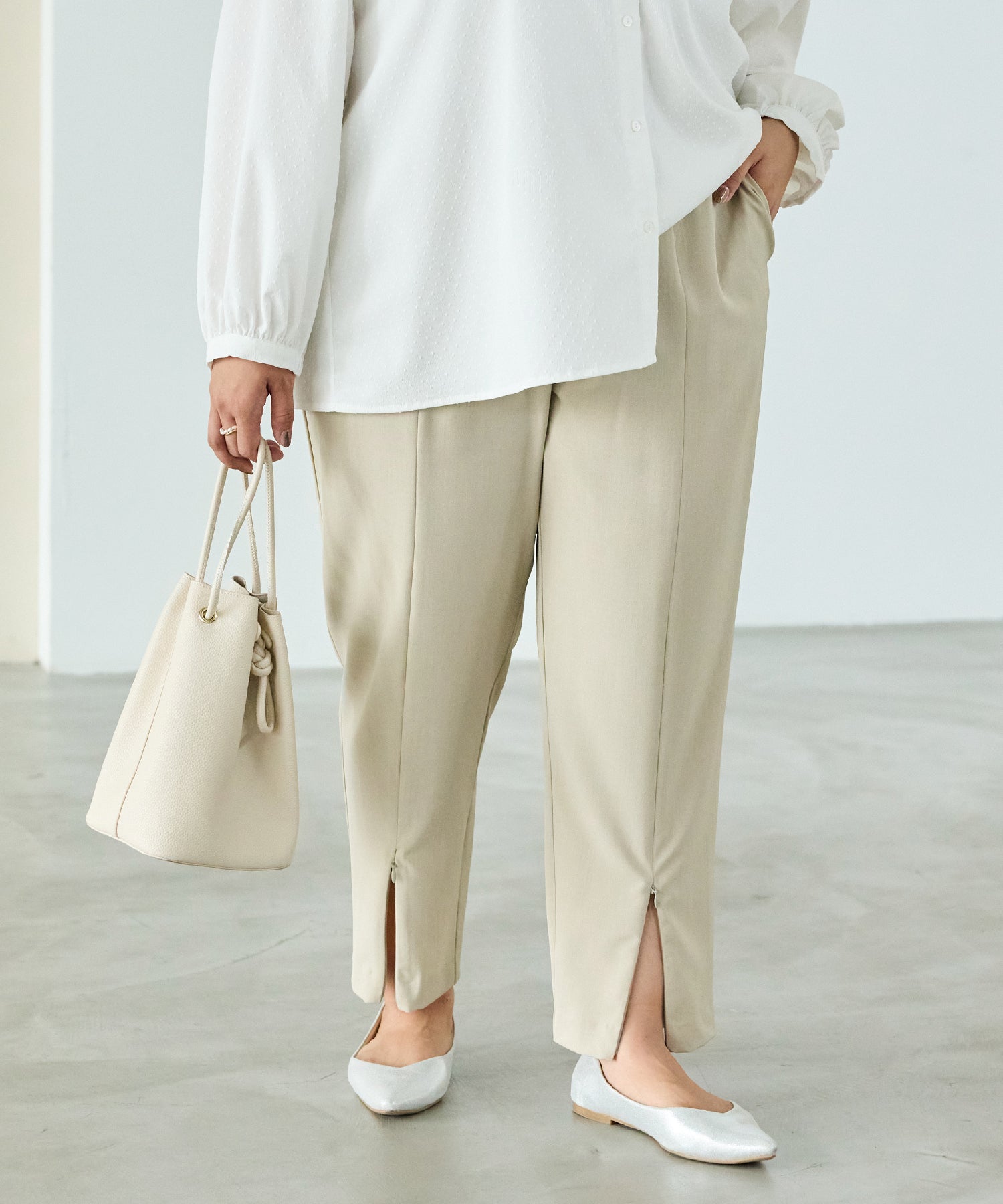 オフベージュ model:162cm 着用サイズ:4L