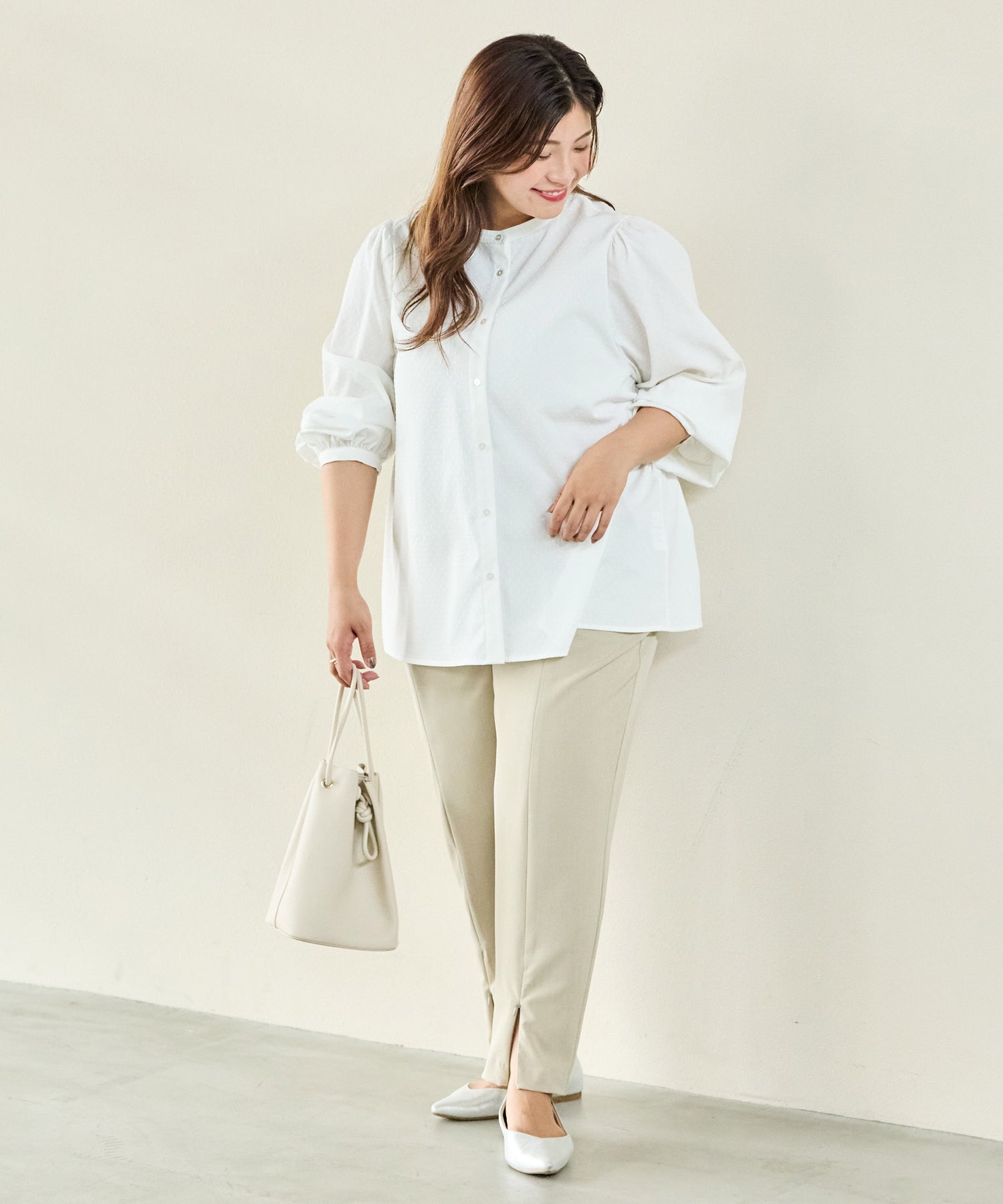 オフベージュ model:162cm 着用サイズ:4L