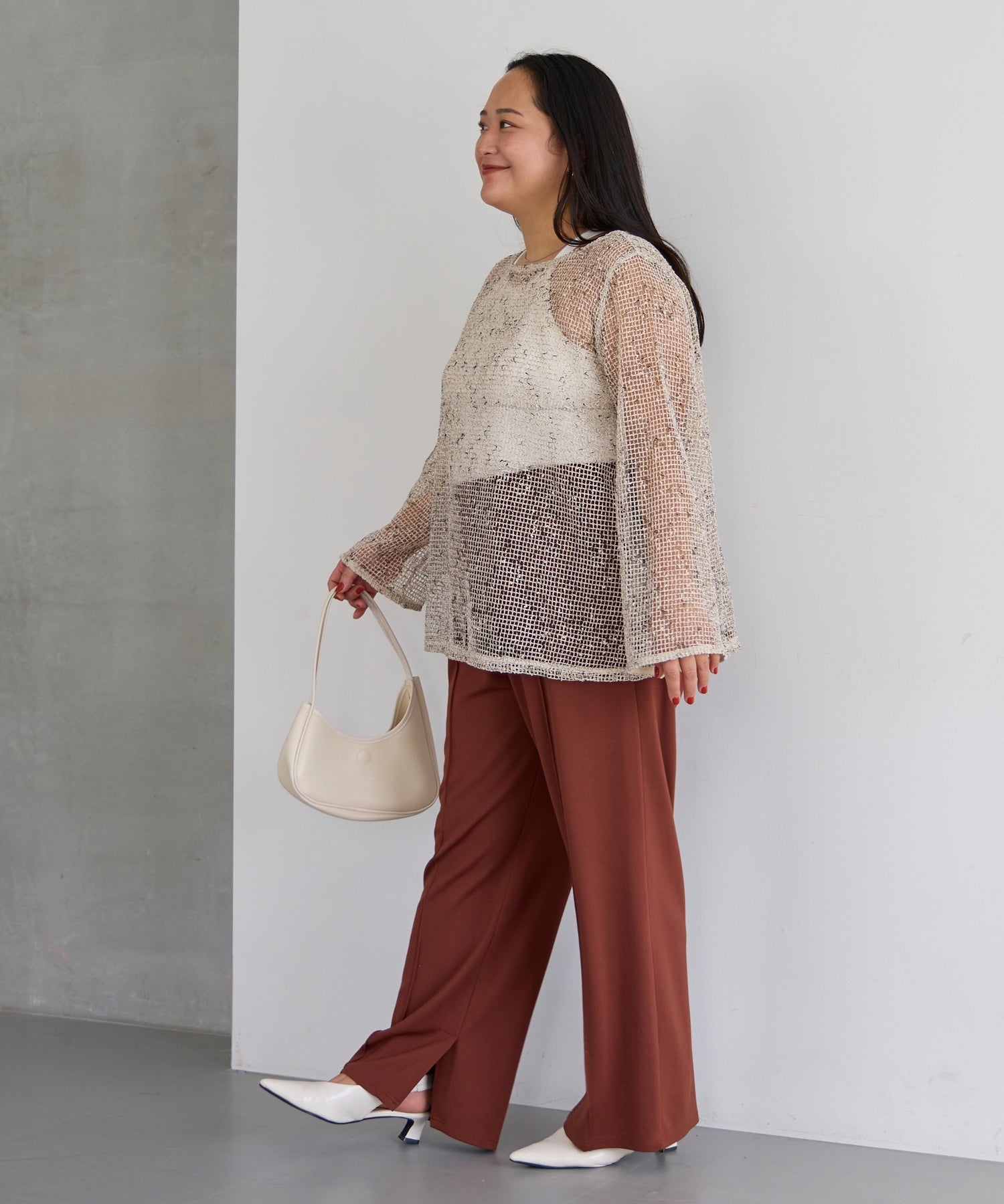 ブラウン model:161cm 着用サイズ:3L