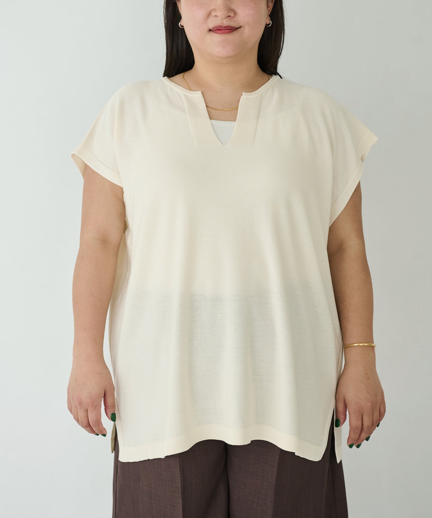 フロント オフホワイト model:161cm 着用サイズ:3L