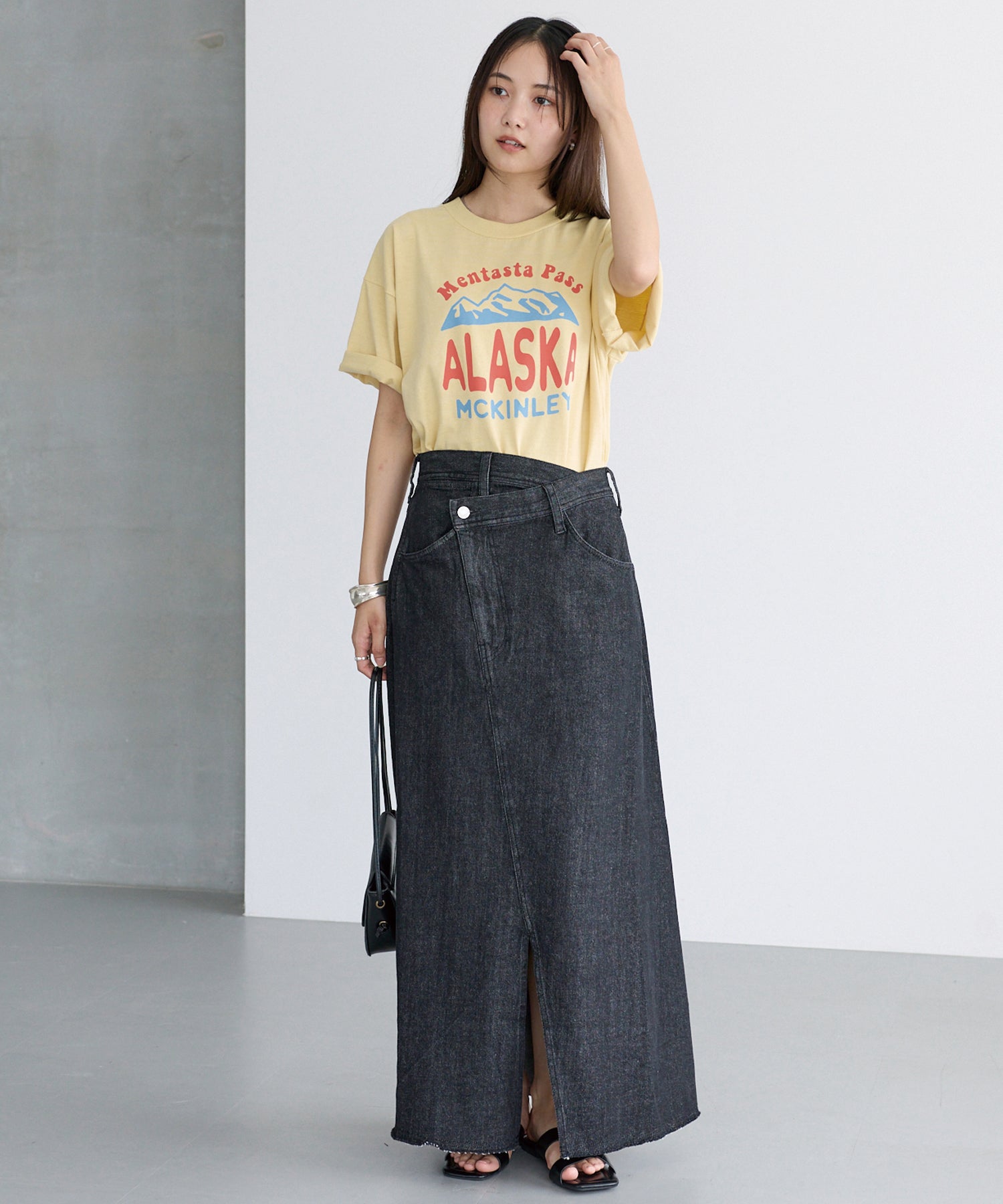 アシメフロントデニムスカート