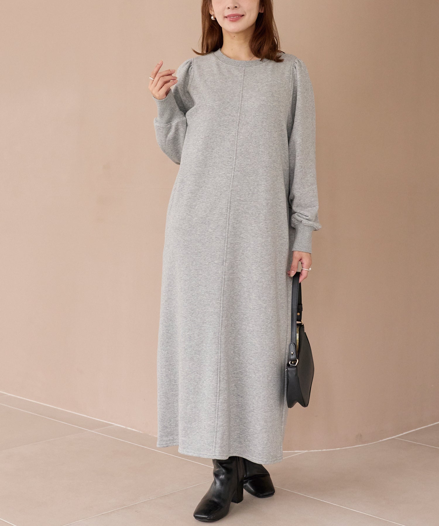 【好機能シリーズ】吸湿発熱/静電気防止/発熱裏毛ワンピース