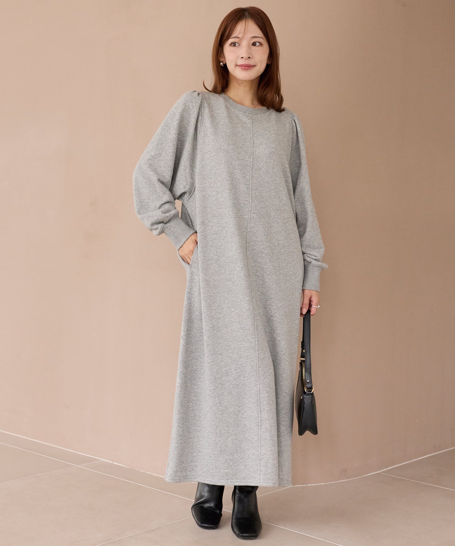 【好機能シリーズ】吸湿発熱/静電気防止/発熱裏毛ワンピース