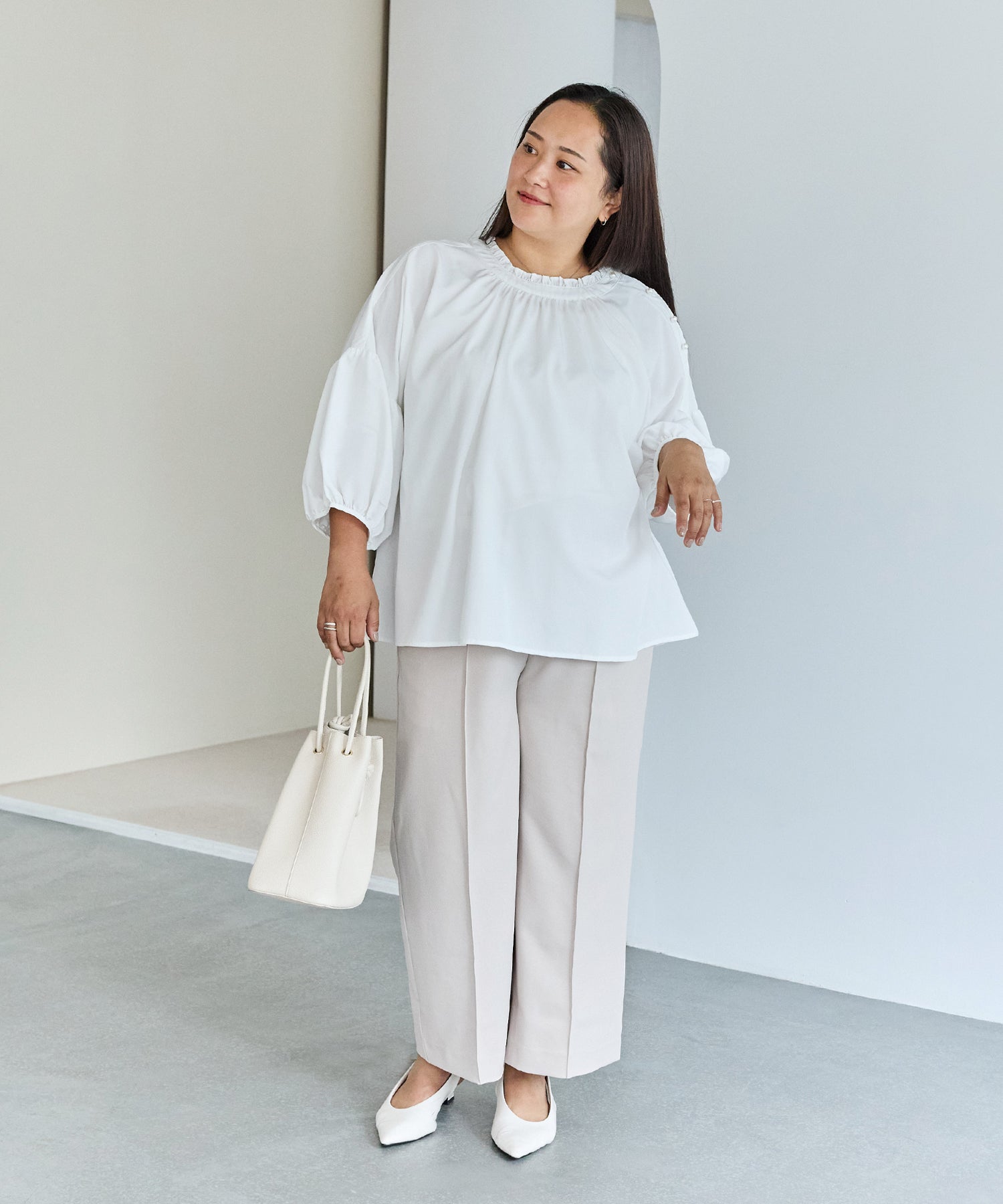 ベージュ model:161cm 着用サイズ:3L