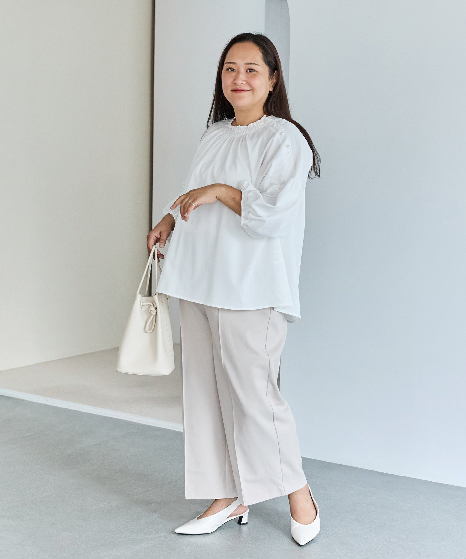 ベージュ model:161cm 着用サイズ:3L