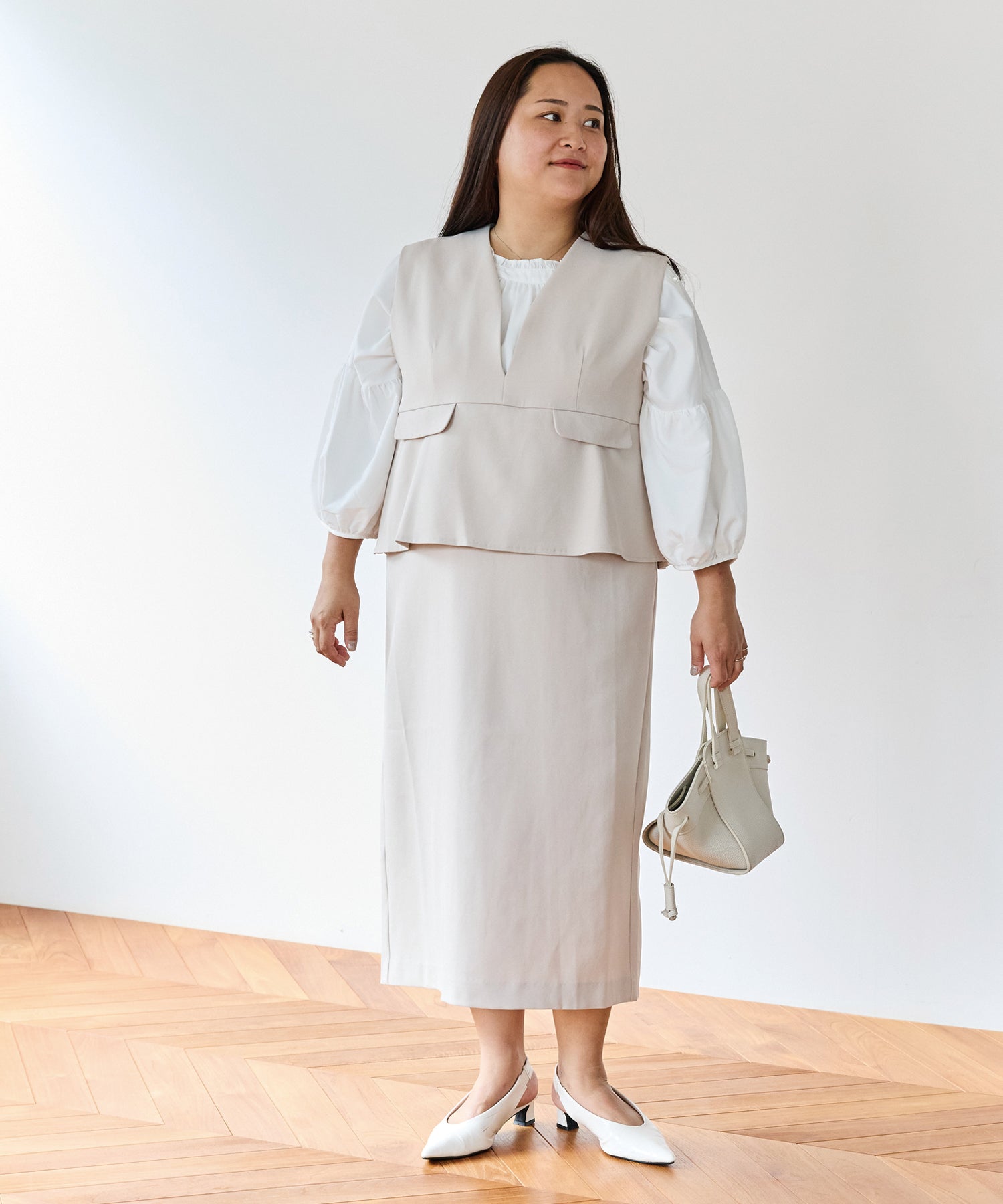 ベージュ model:161cm 着用サイズ:3L