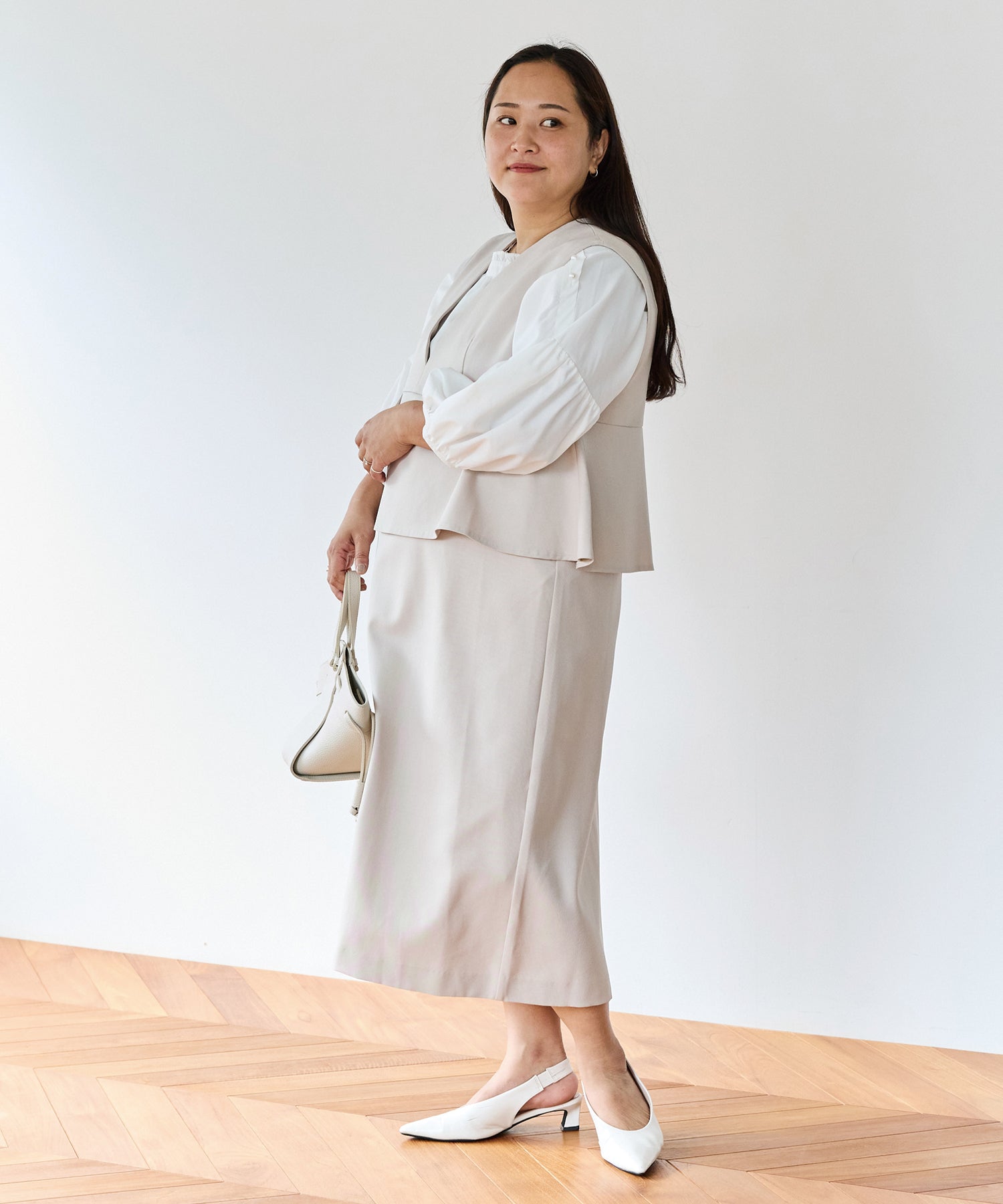ベージュ model:161cm 着用サイズ:3L
