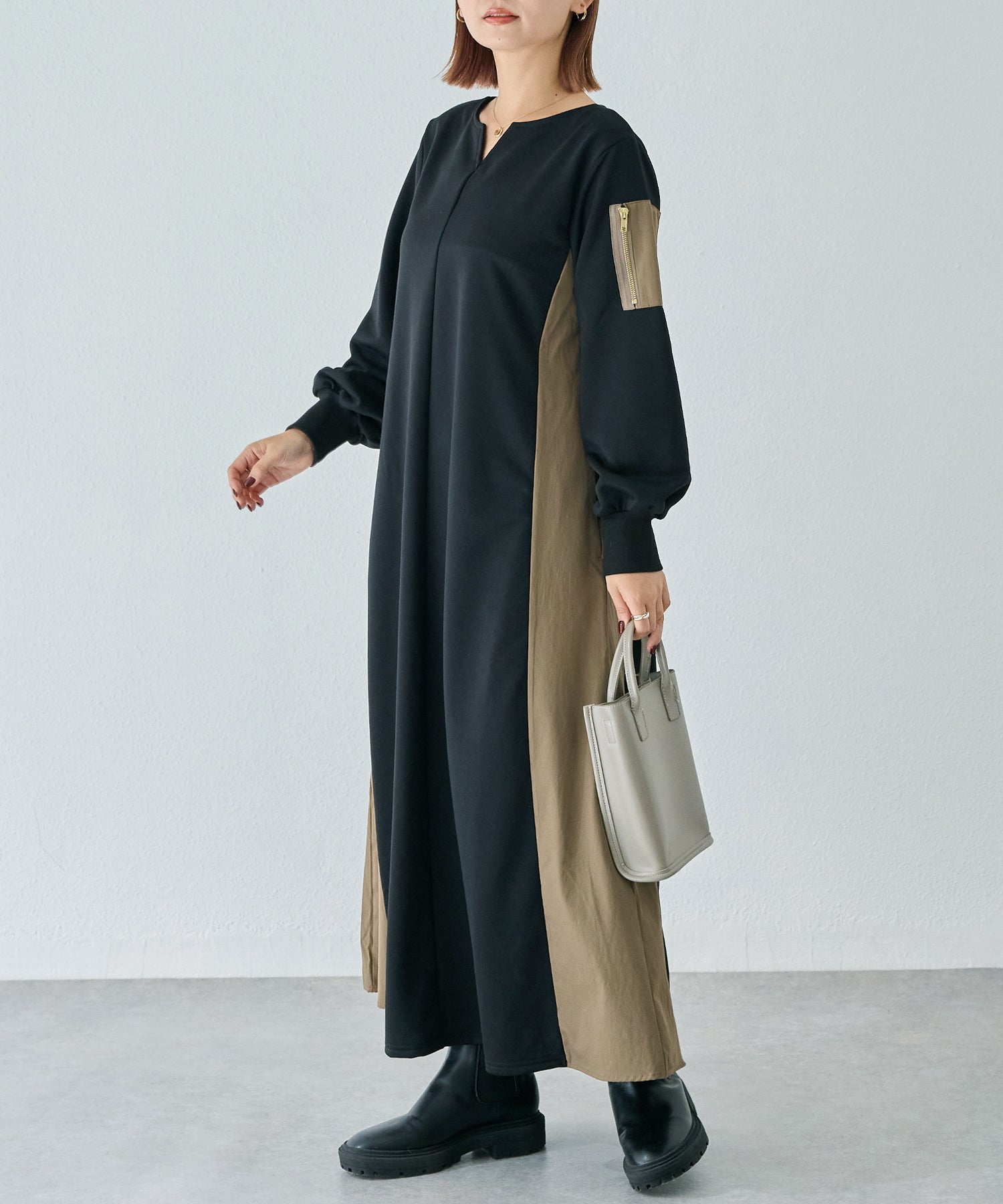 配色ミリタリーワンピース