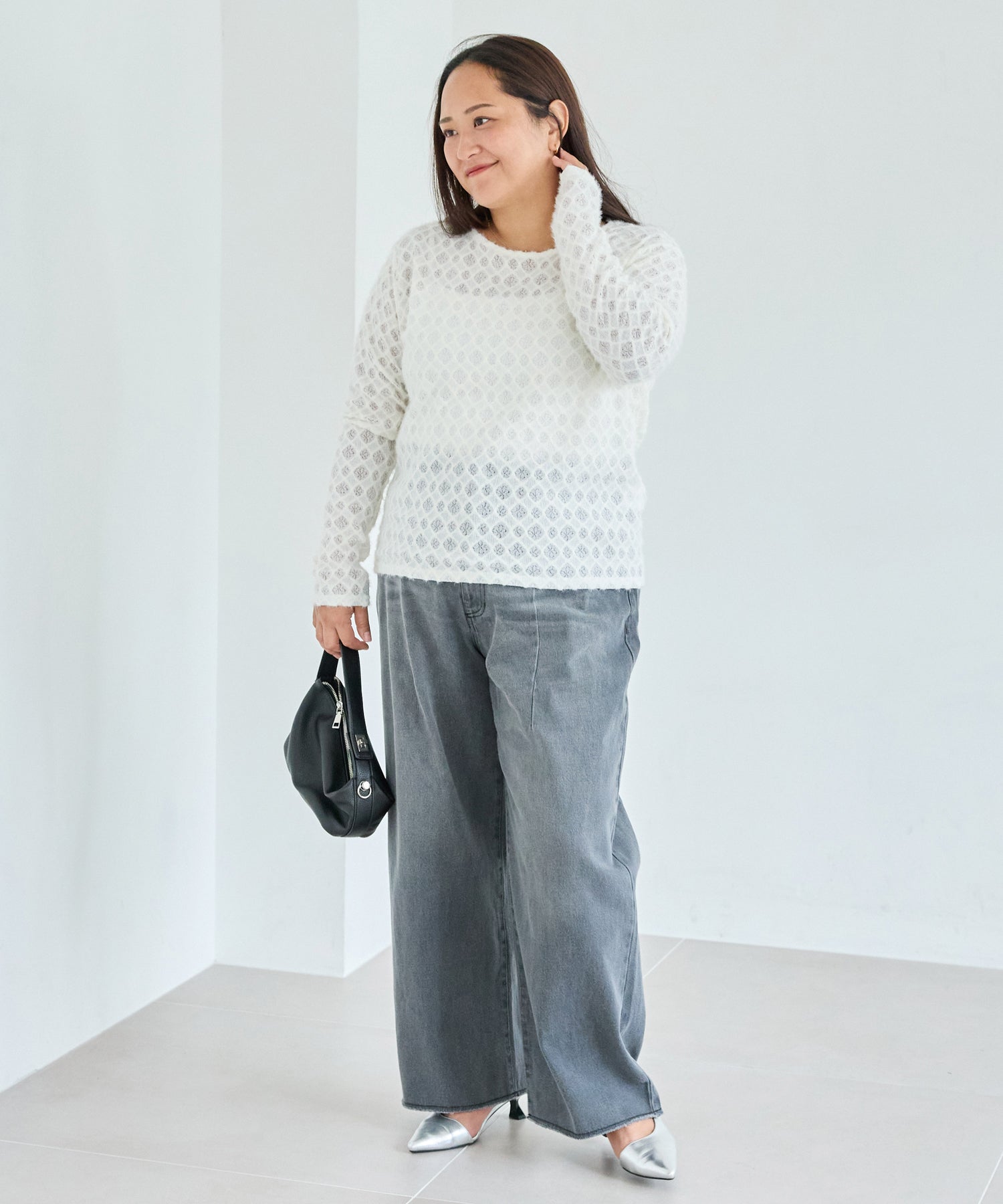 アイボリー model:161cm 着用サイズ:3L