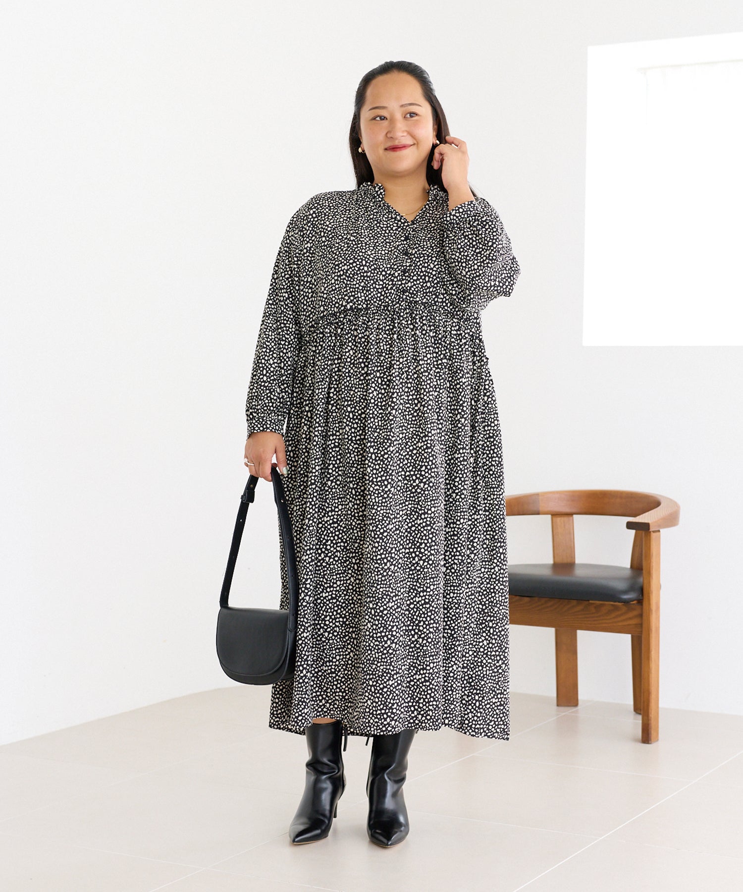 ドットA model:161cm 着用サイズ:3L
