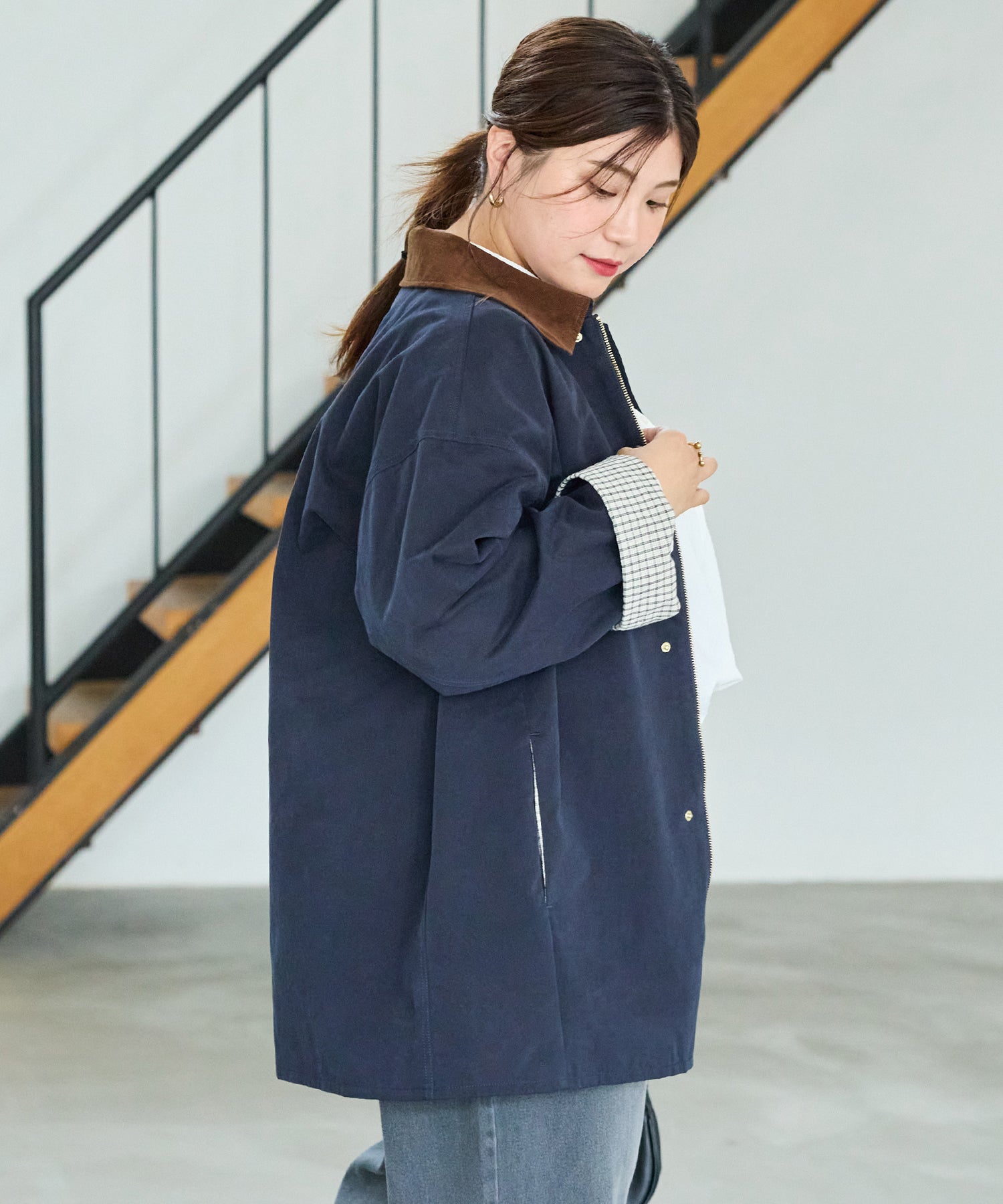 ネイビー model:162cm 着用サイズ:3L