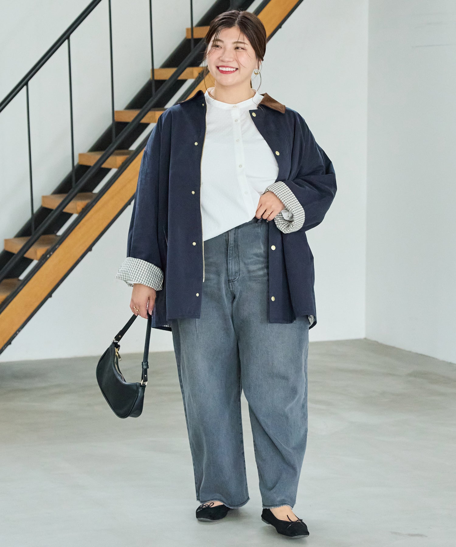 ネイビー model:162cm 着用サイズ:3L