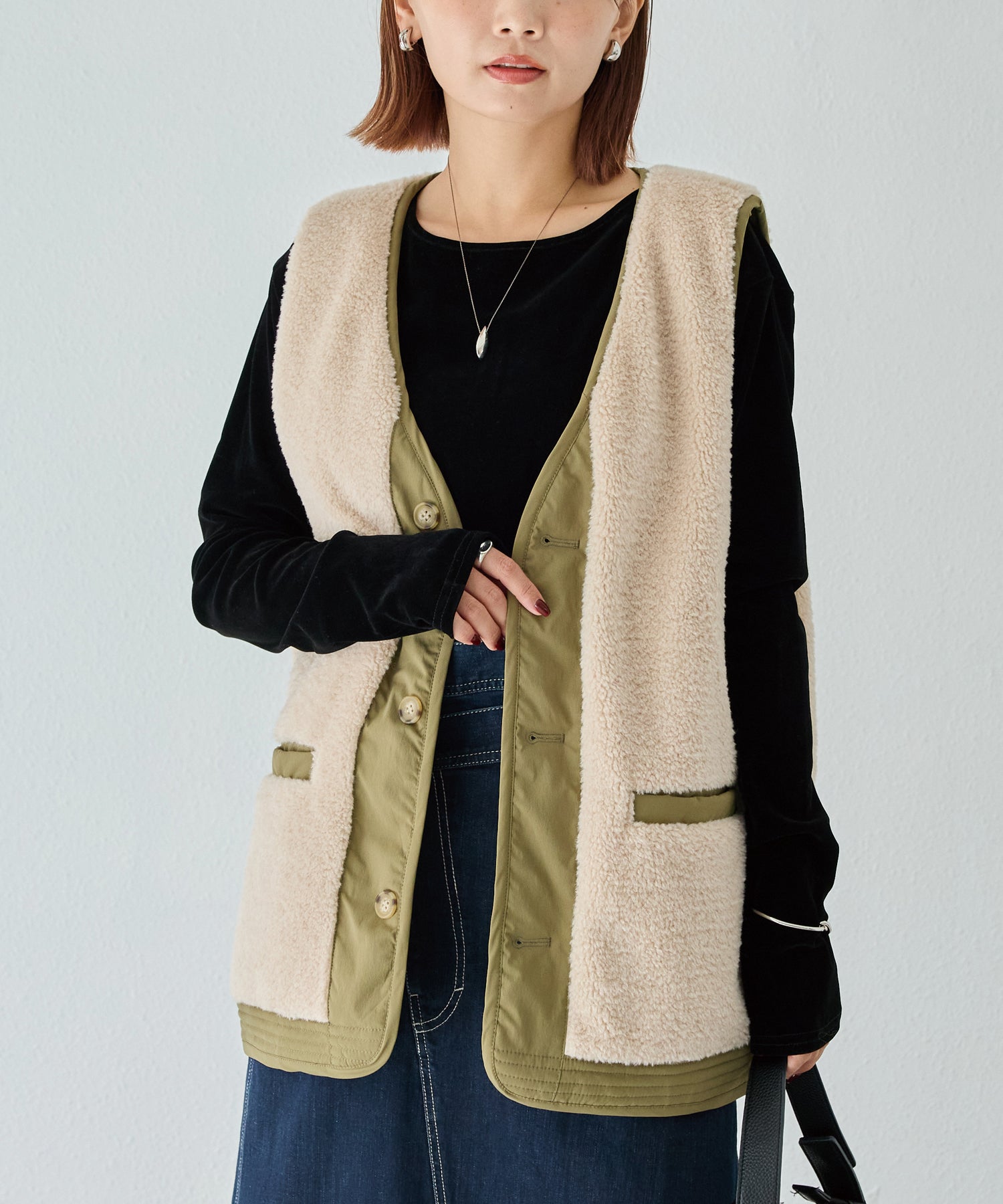 カーキ model:156cm 着用サイズ:M