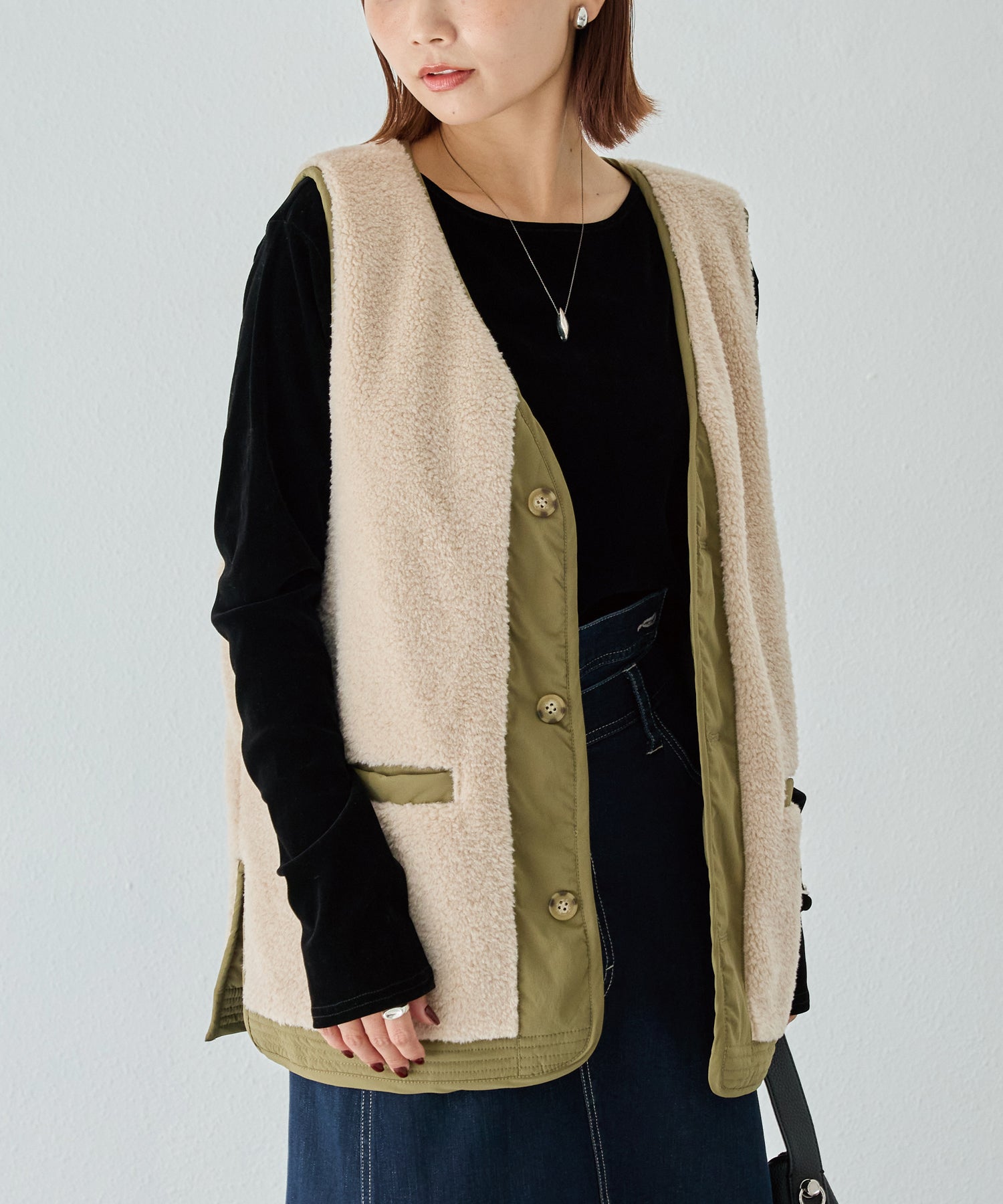 カーキ model:156cm 着用サイズ:M