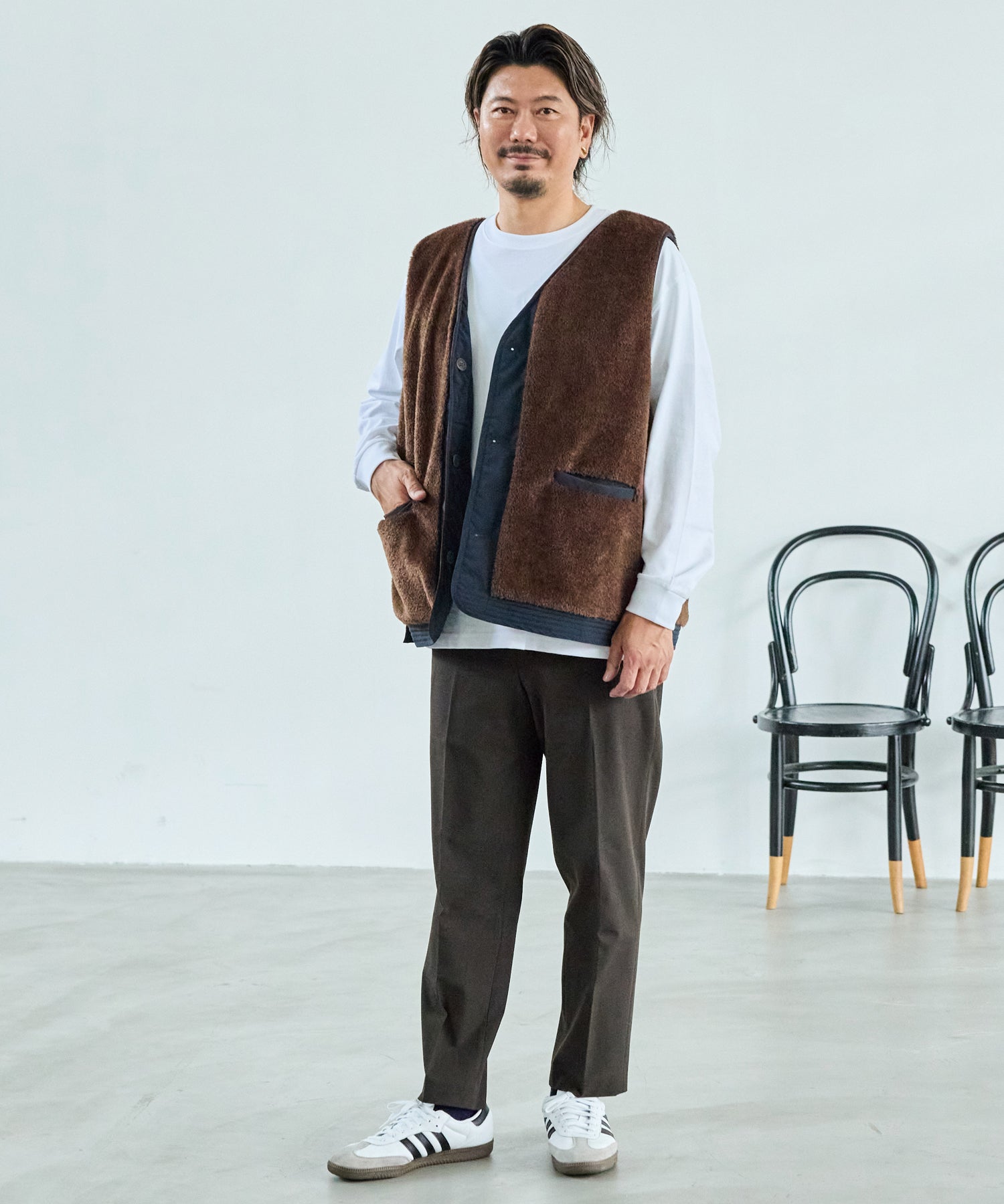 ネイビー model:182cm 着用サイズ:4L