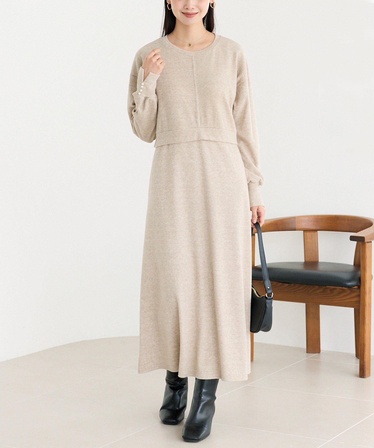 ベージュ model:160cm 着用サイズ:M