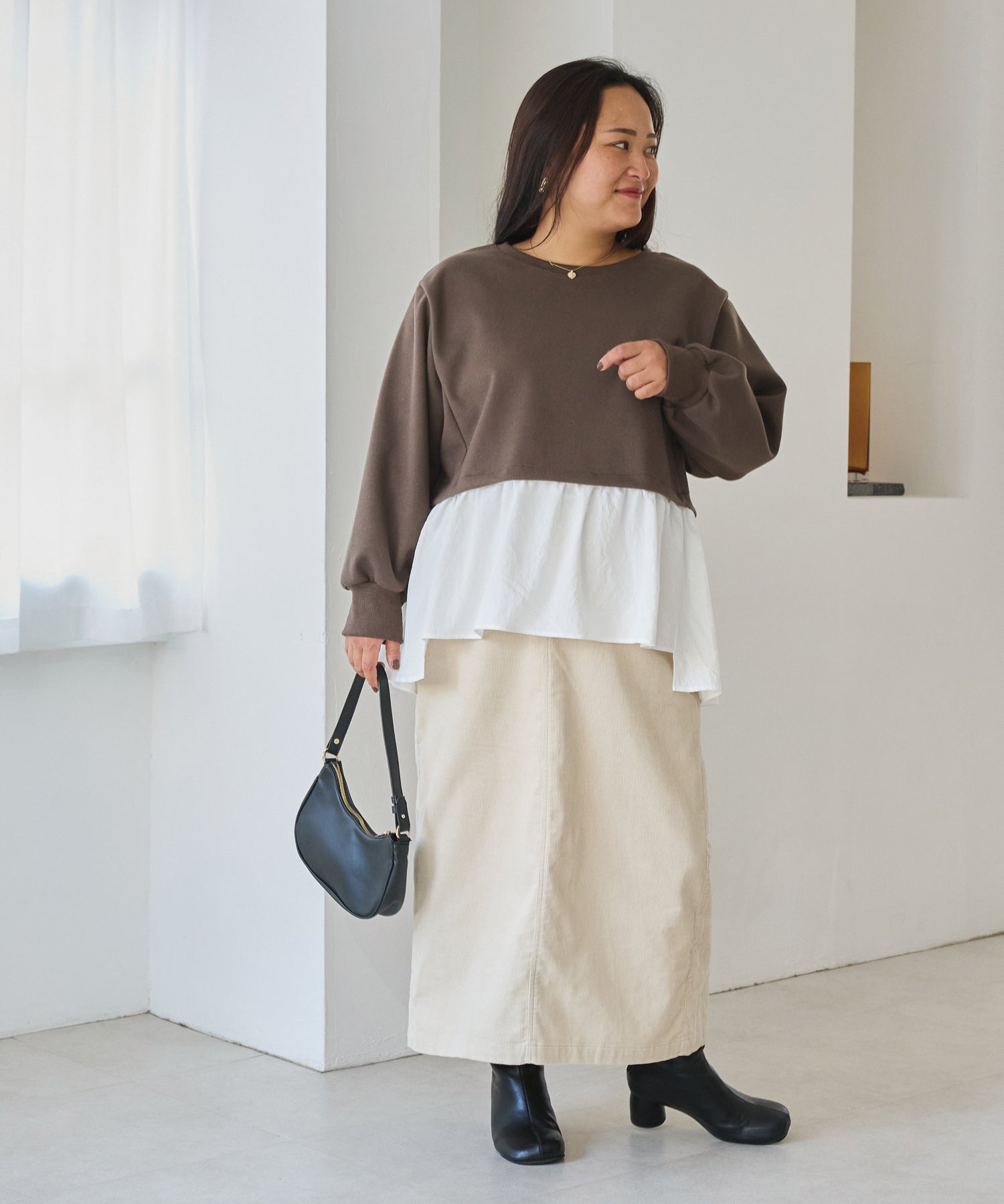 ブラウン model:161cm 着用サイズ:3L
