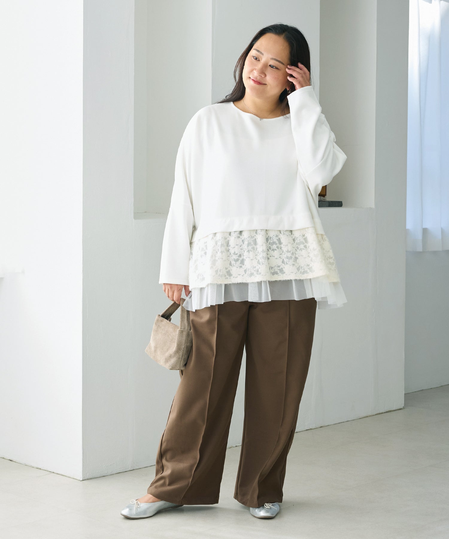 ブラウン model:161cm 着用サイズ:3L