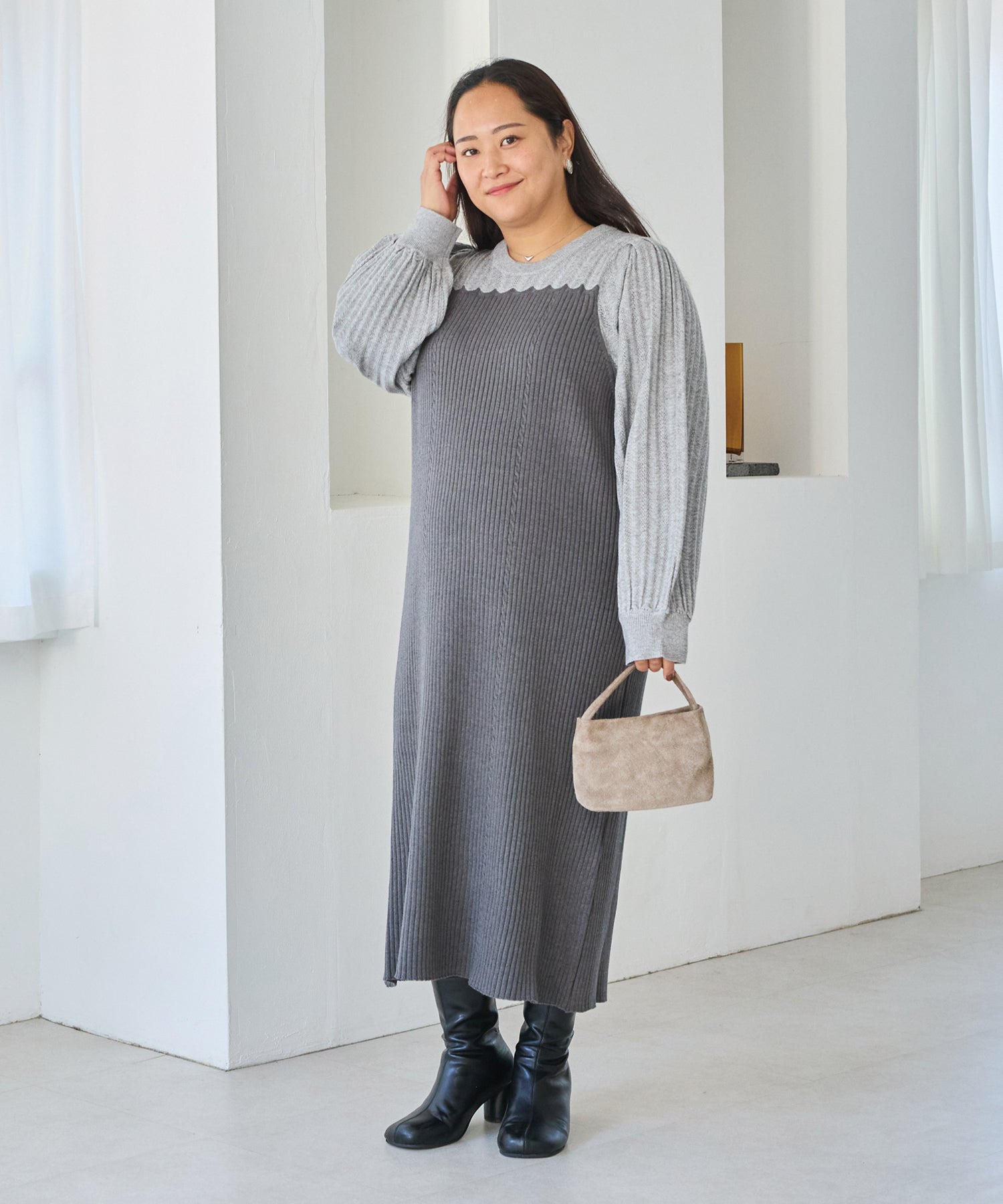 グレー model:161cm 着用サイズ:3L