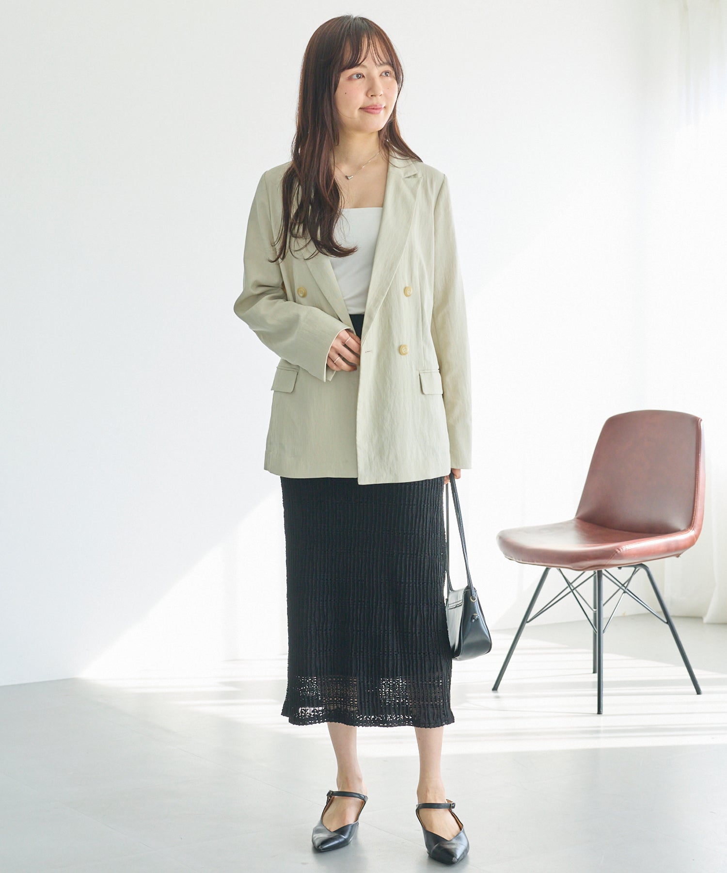 ベージュ model:162cm 着用サイズ:M