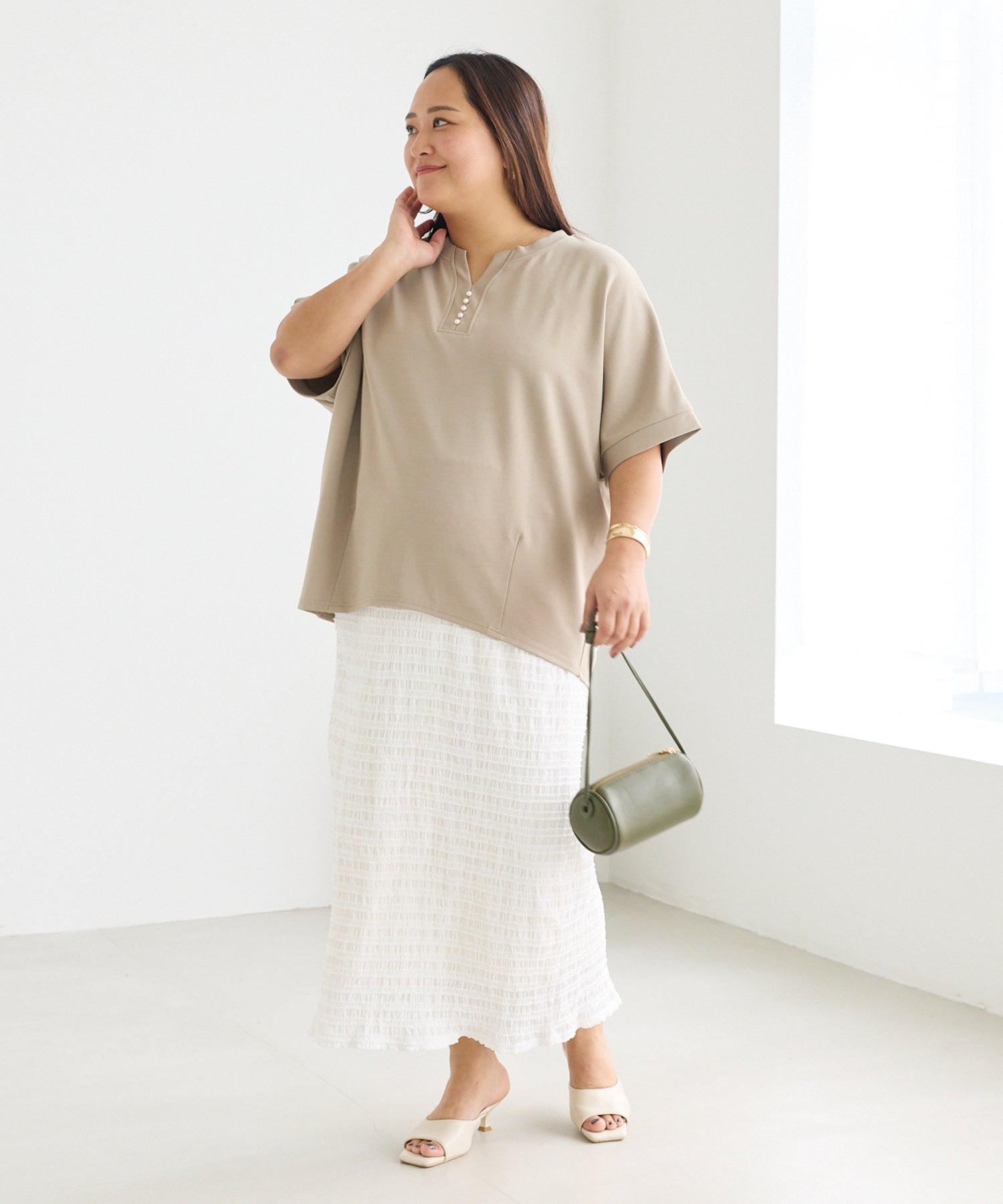 ベージュ model:161cm 着用サイズ:3L