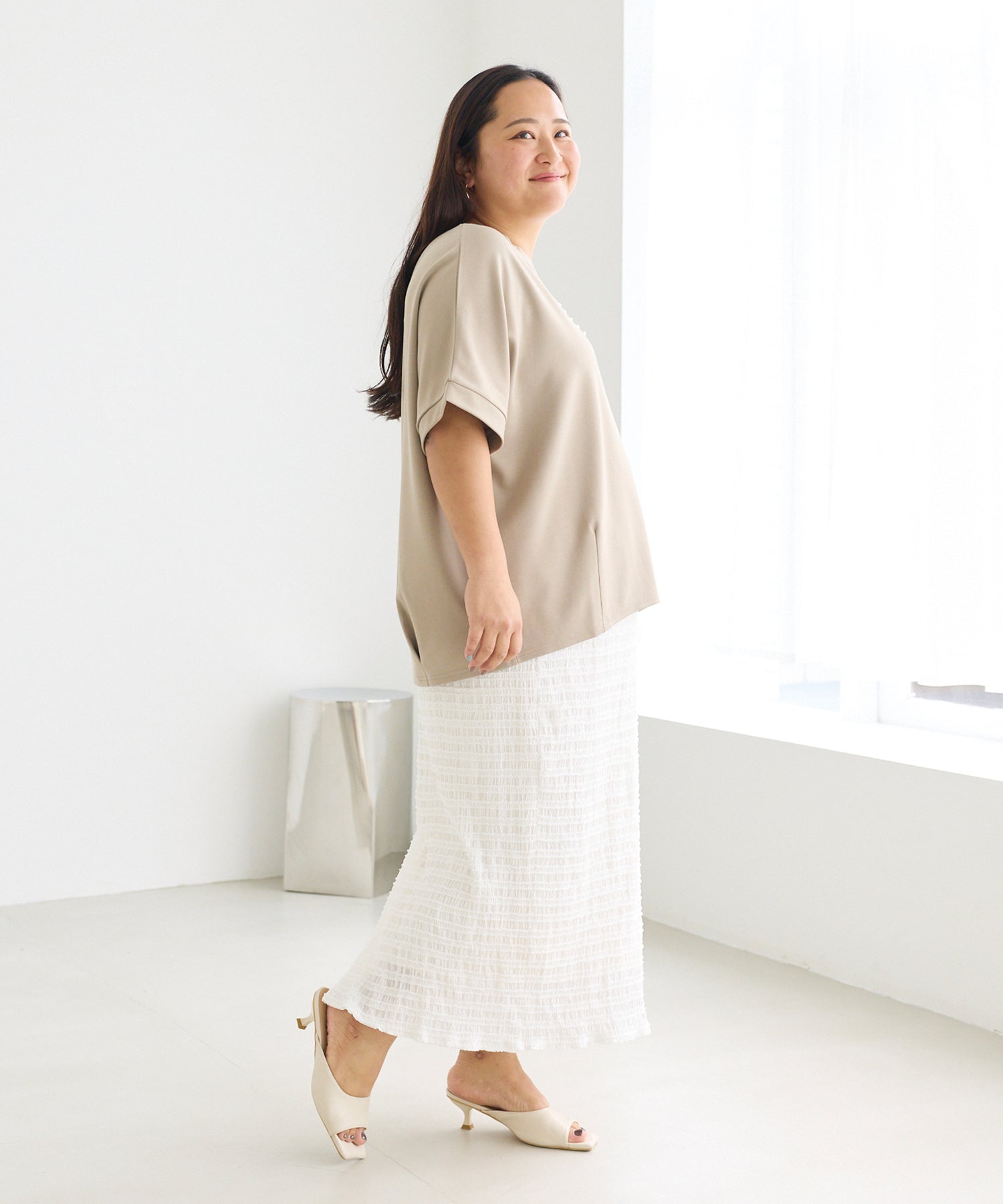 ベージュ model:161cm 着用サイズ:3L