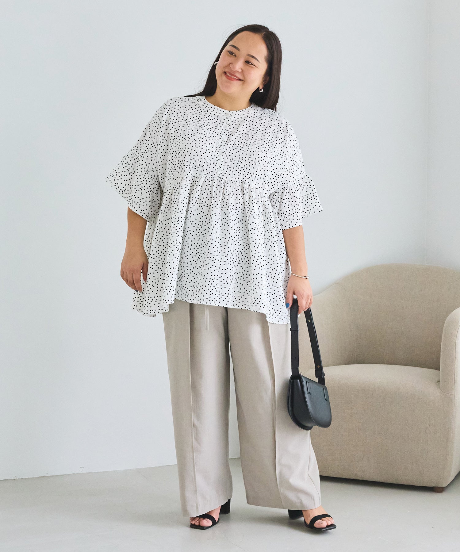 ベージュ model:161cm 着用サイズ:3L