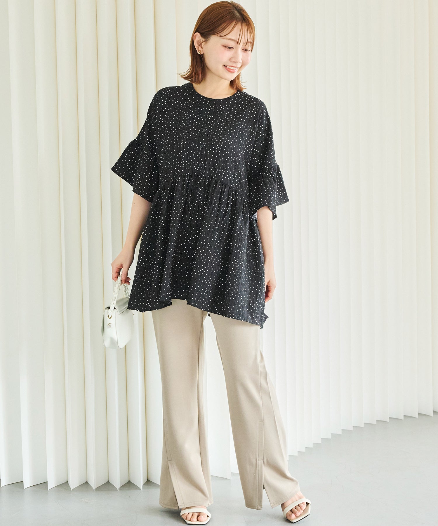 ベージュ model:156cm 着用サイズ:M