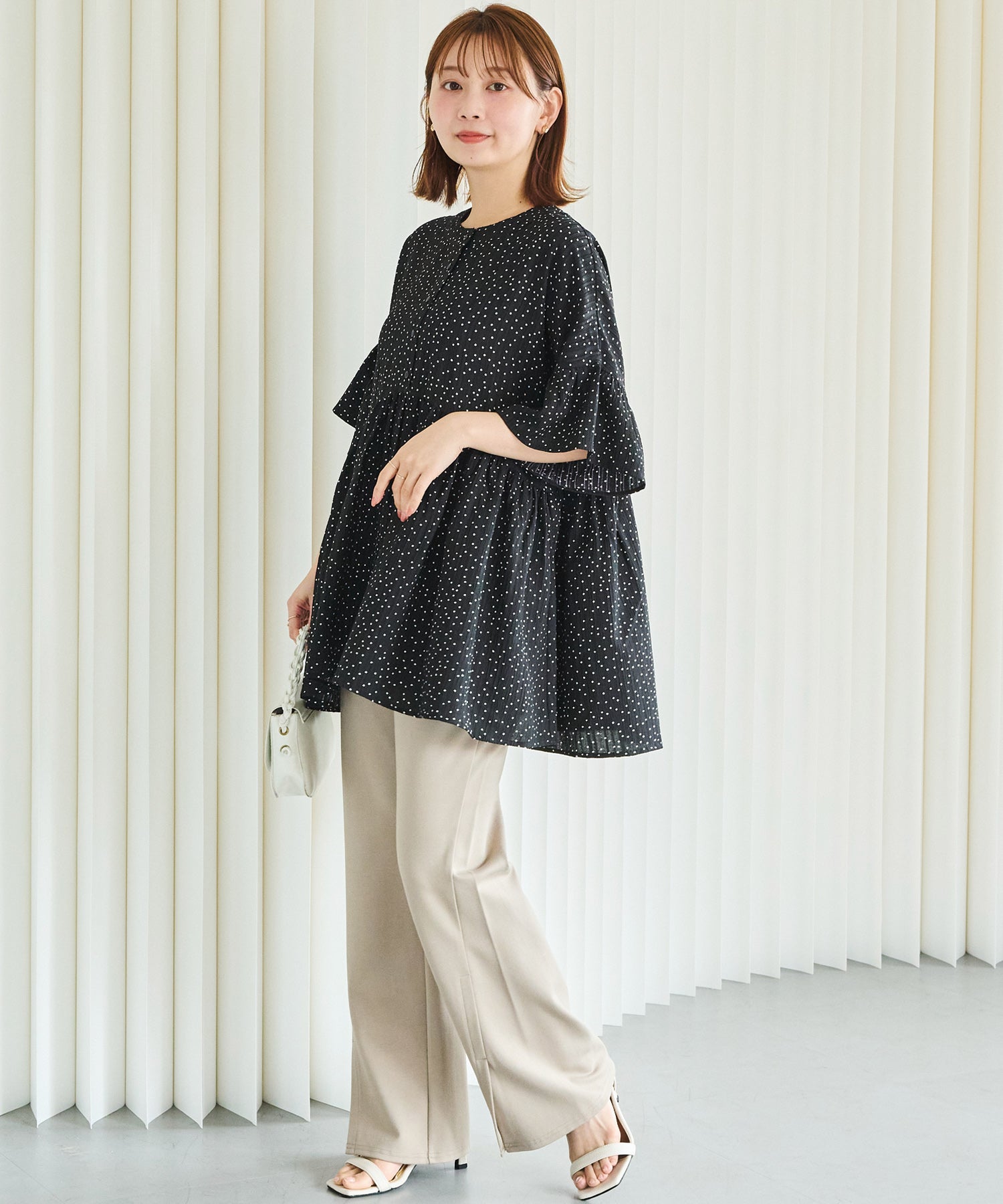 ベージュ model:156cm 着用サイズ:M