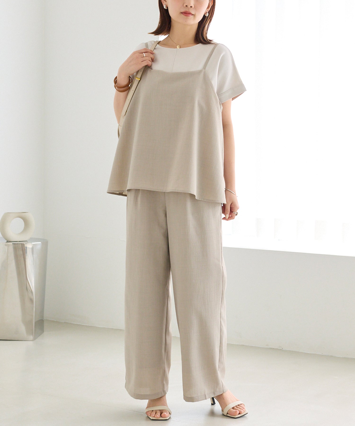 ベージュ model:156cm 着用サイズ:M