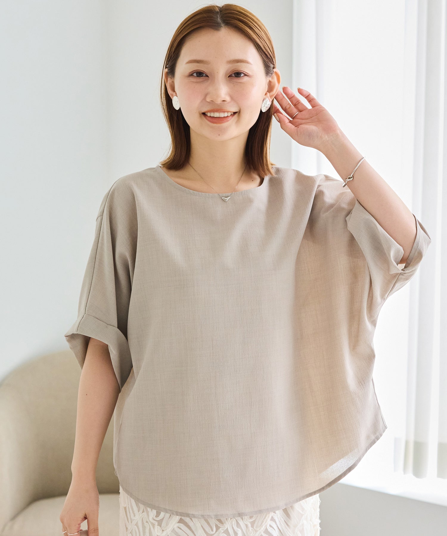 ベージュ model:156cm 着用サイズ:M