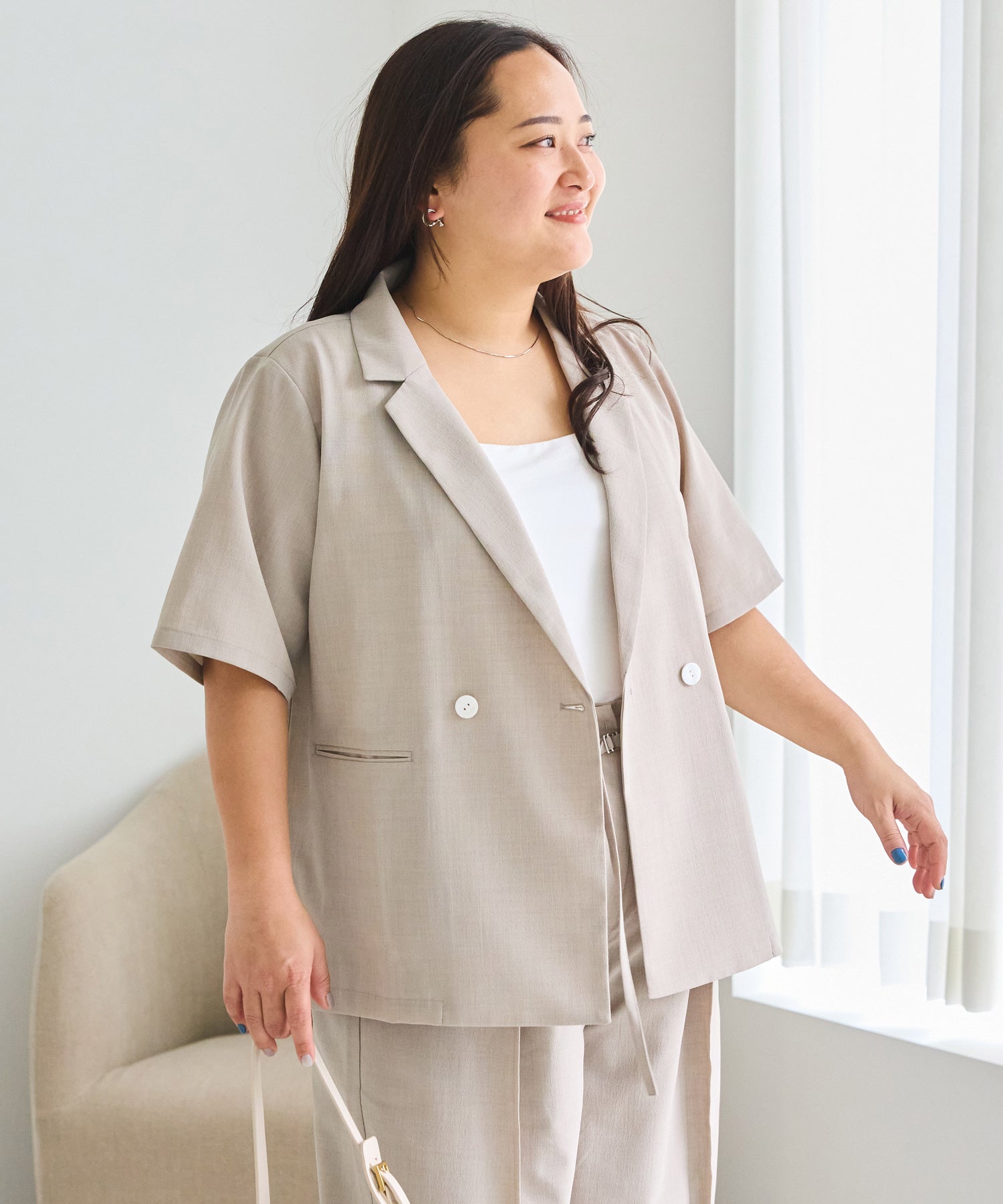 ベージュ model:161cm 着用サイズ:3L