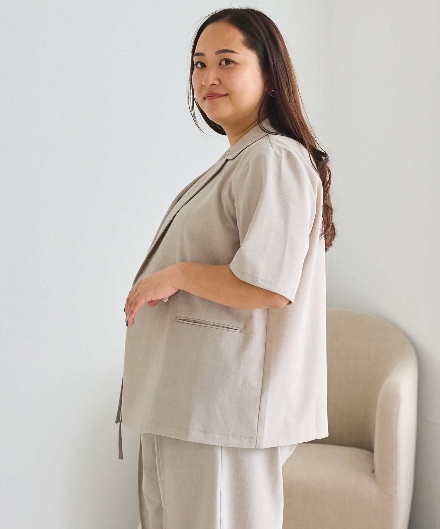 ベージュ model:161cm 着用サイズ:3L