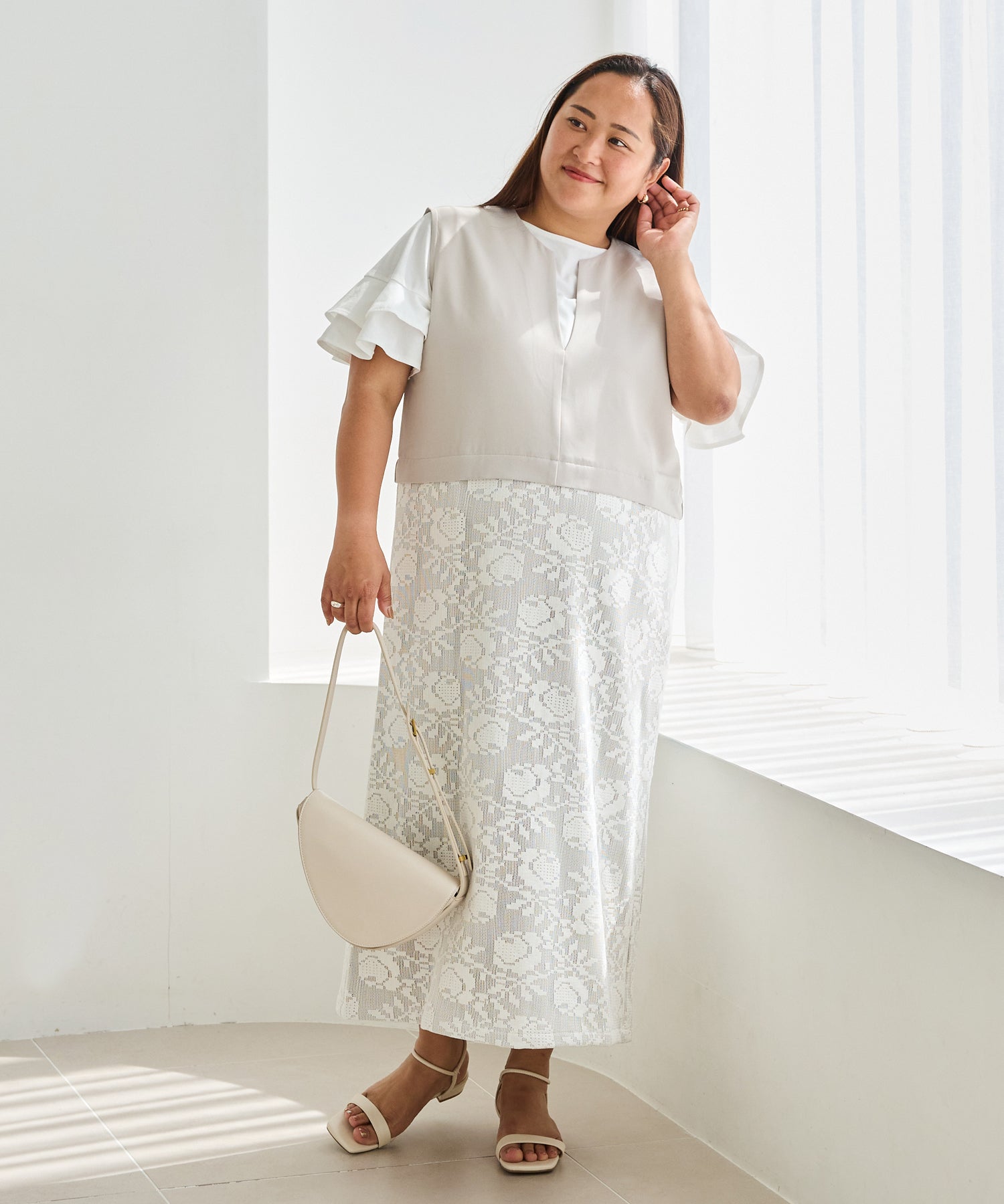 ベージュ model:161cm 着用サイズ:3L