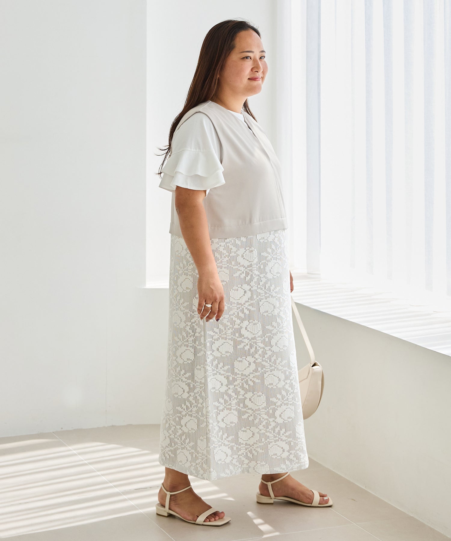 ベージュ model:161cm 着用サイズ:3L
