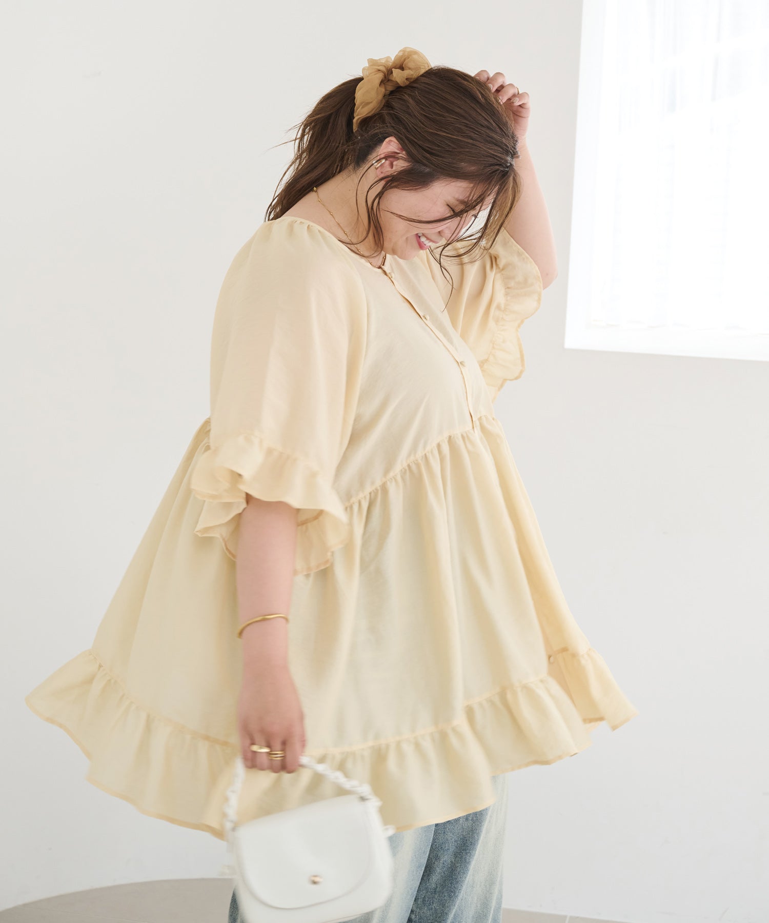 イエロー model:162cm 着用サイズ:4L