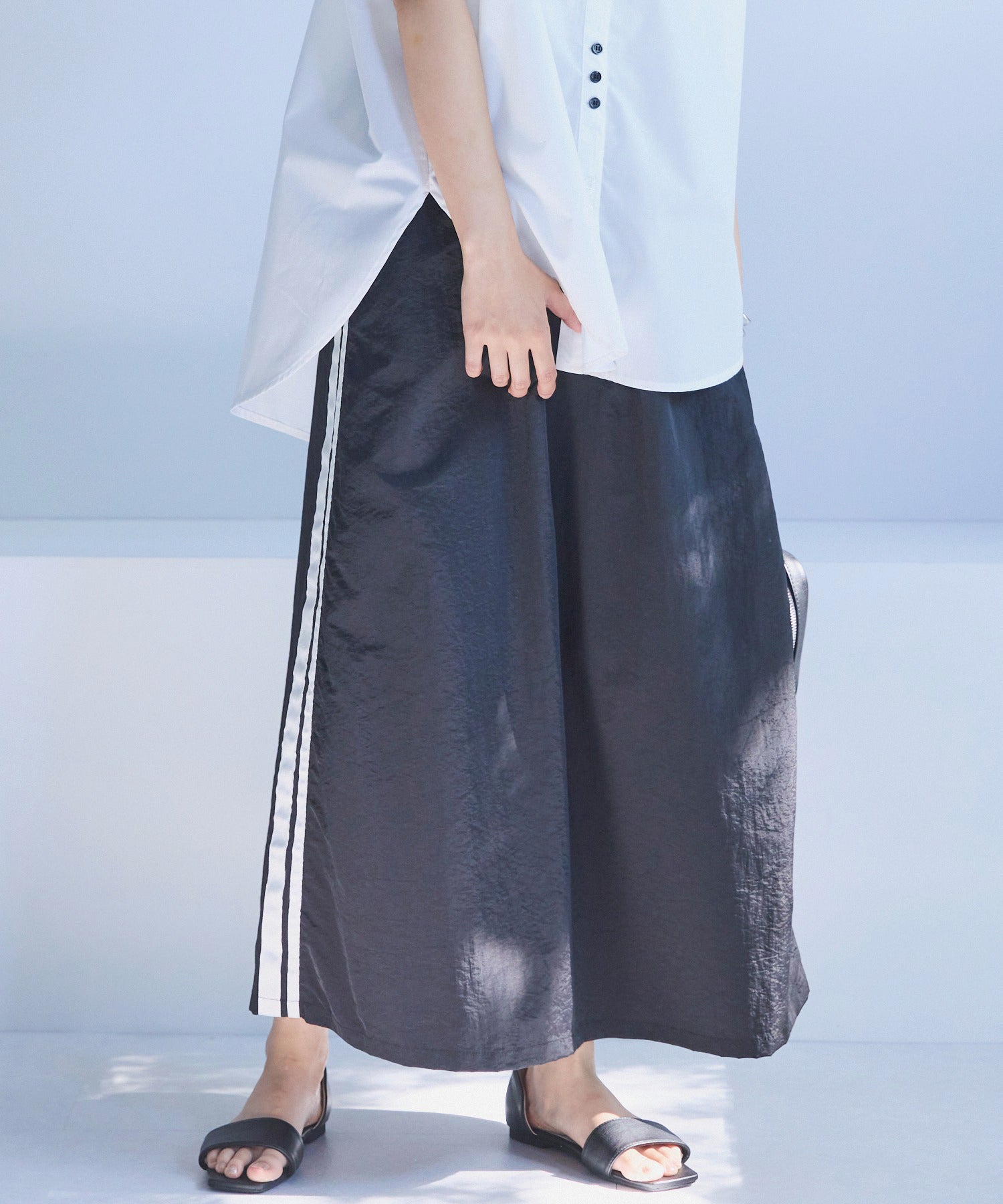 サイドラインロングスカート | ラビアンジェ-⼤きいサイズのレディース服