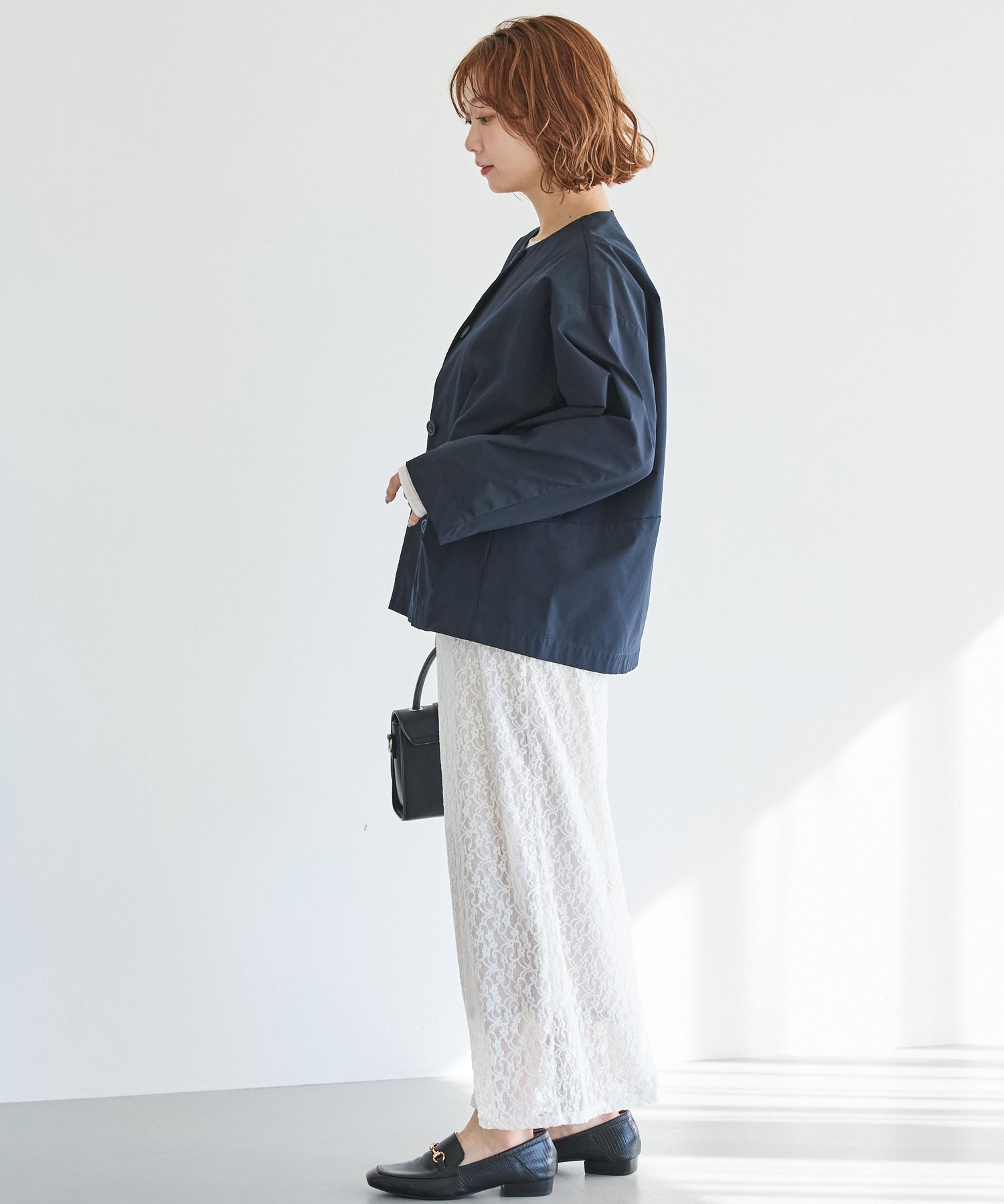 【好機能シリーズ】撥水/UV/洗濯機可/ノーカラーコクーンジャケット