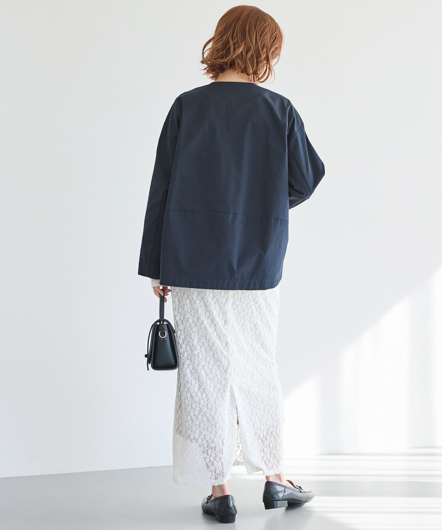 【好機能シリーズ】撥水/UV/洗濯機可/ノーカラーコクーンジャケット