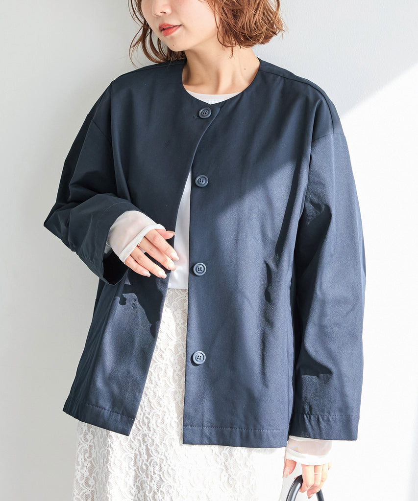 【好機能シリーズ】撥水/UV/洗濯機可/ノーカラーコクーンジャケット