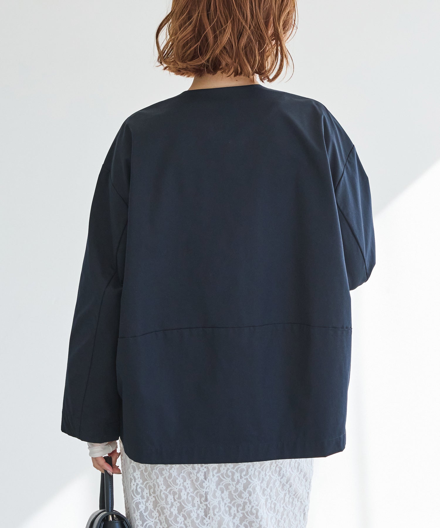 【好機能シリーズ】撥水/UV/洗濯機可/ノーカラーコクーンジャケット